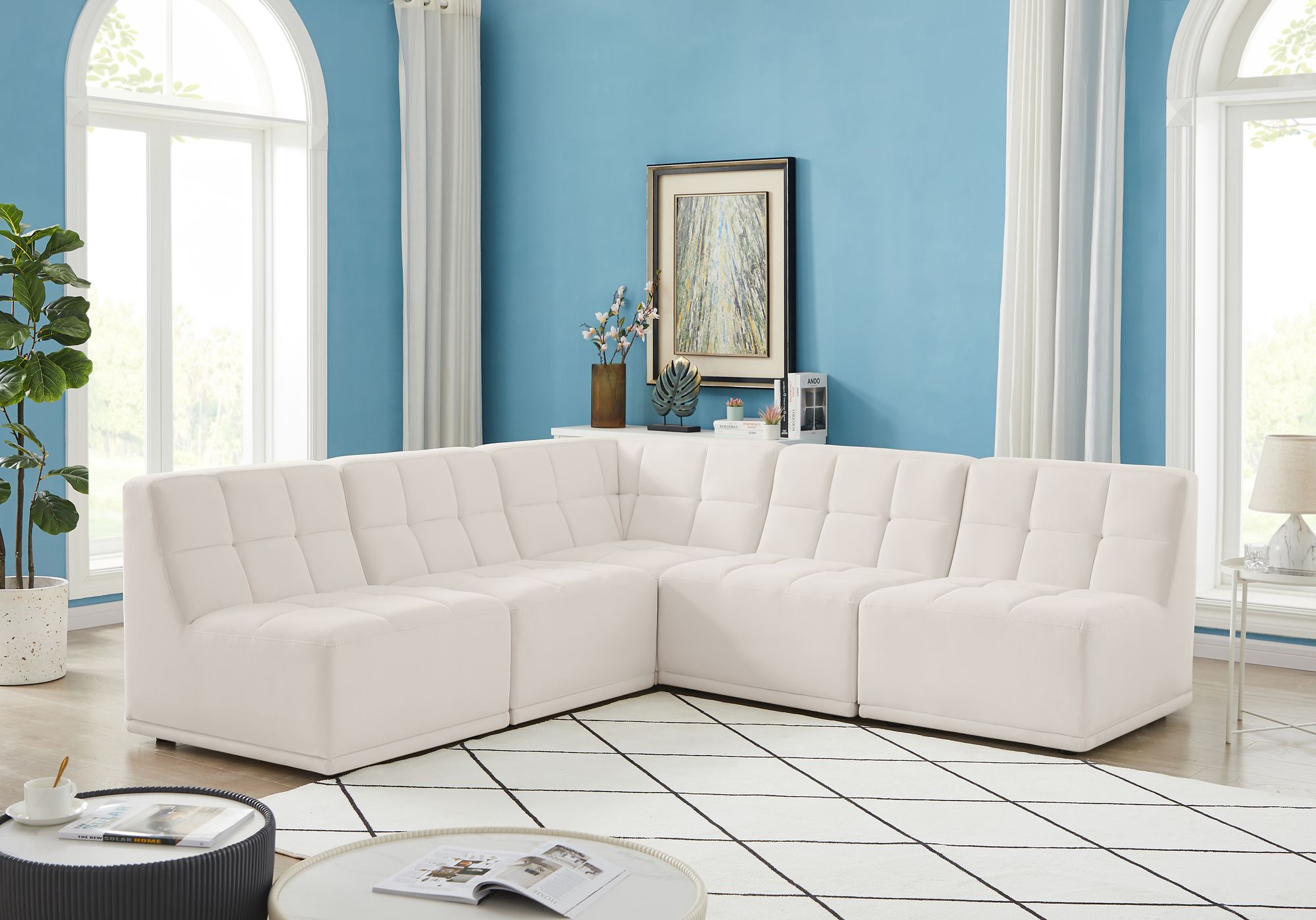 Relax 94" 5-Piece Velvet Modular Sectional