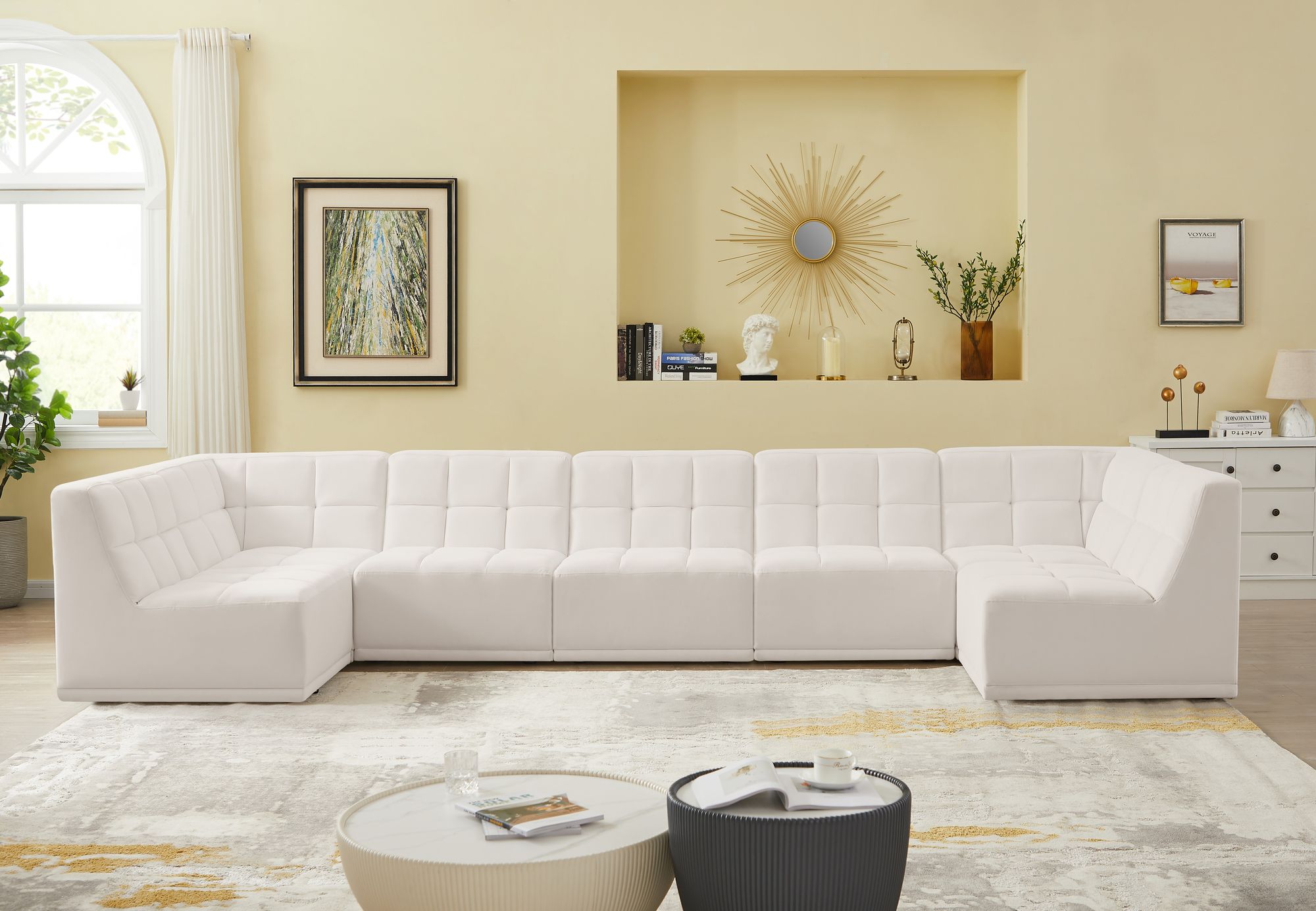 Relax 158" 7-Piece Velvet Modular U-Shape Sectional