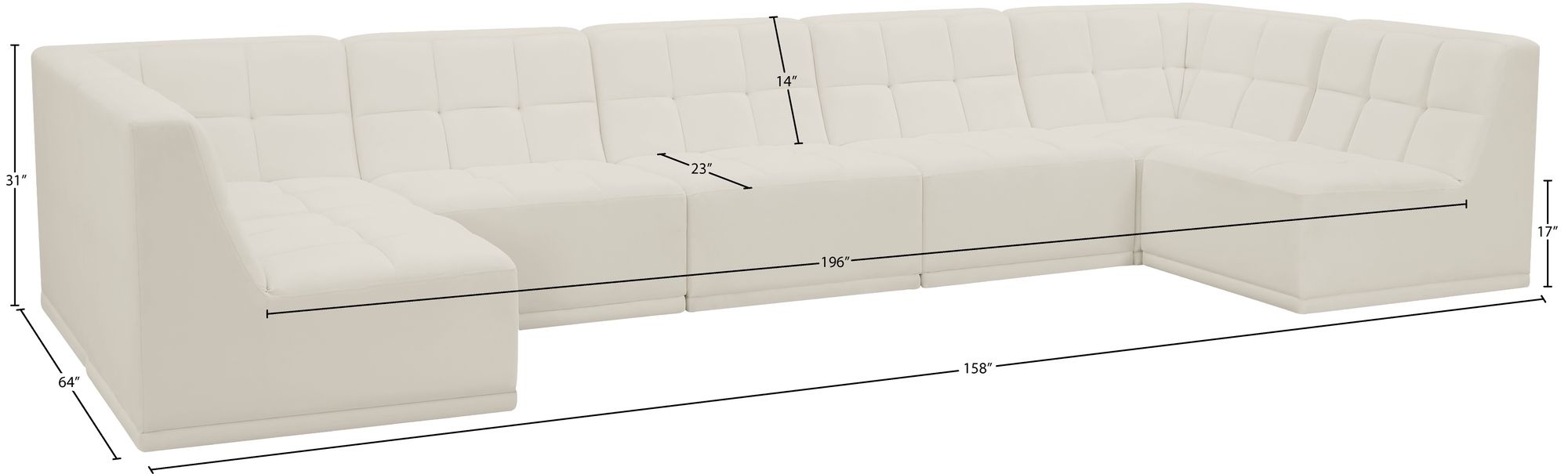 Relax 158" 7-Piece Velvet Modular U-Shape Sectional