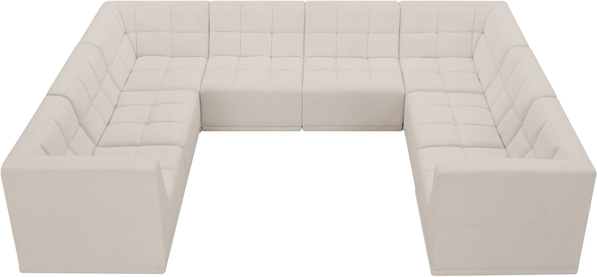 Relax 128" 8-Piece Velvet Modular U-Shape Sectional