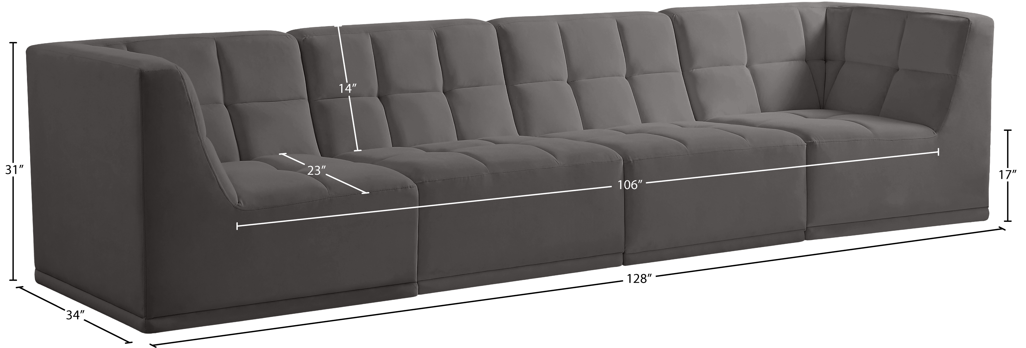 Relax 128" Velvet Modular Sofa