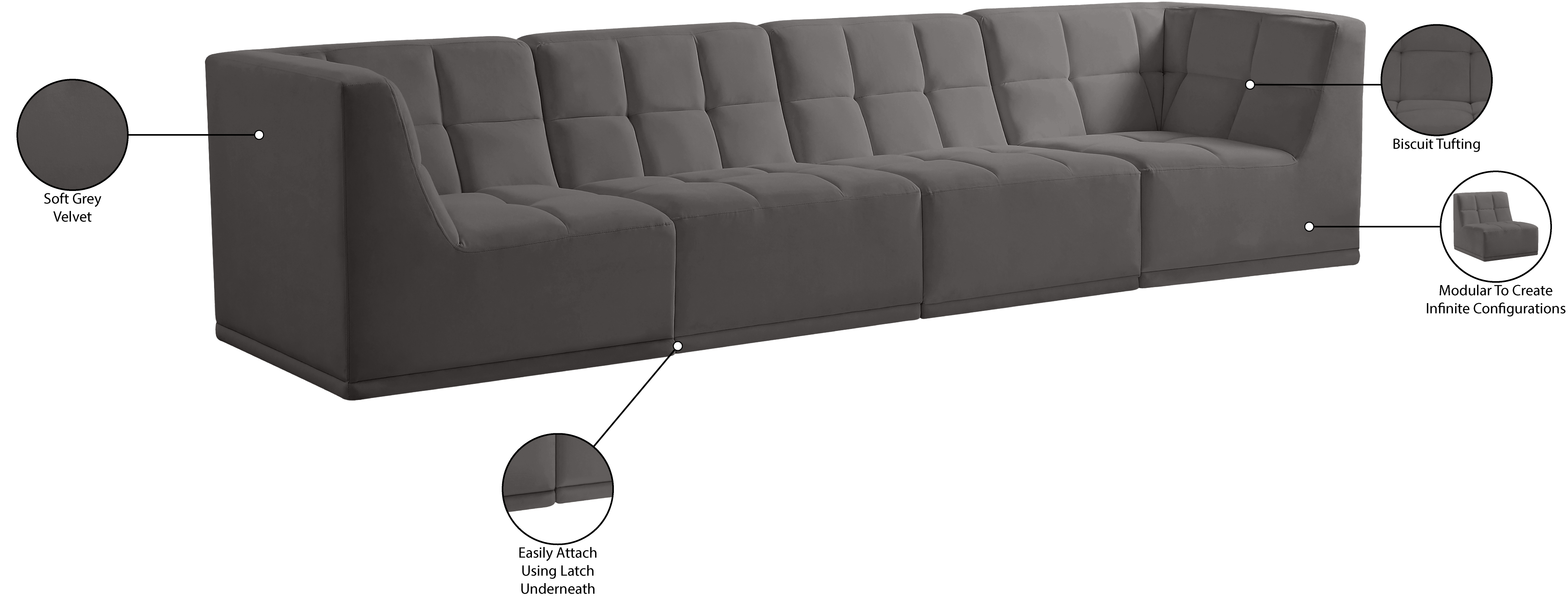 Relax 128" Velvet Modular Sofa