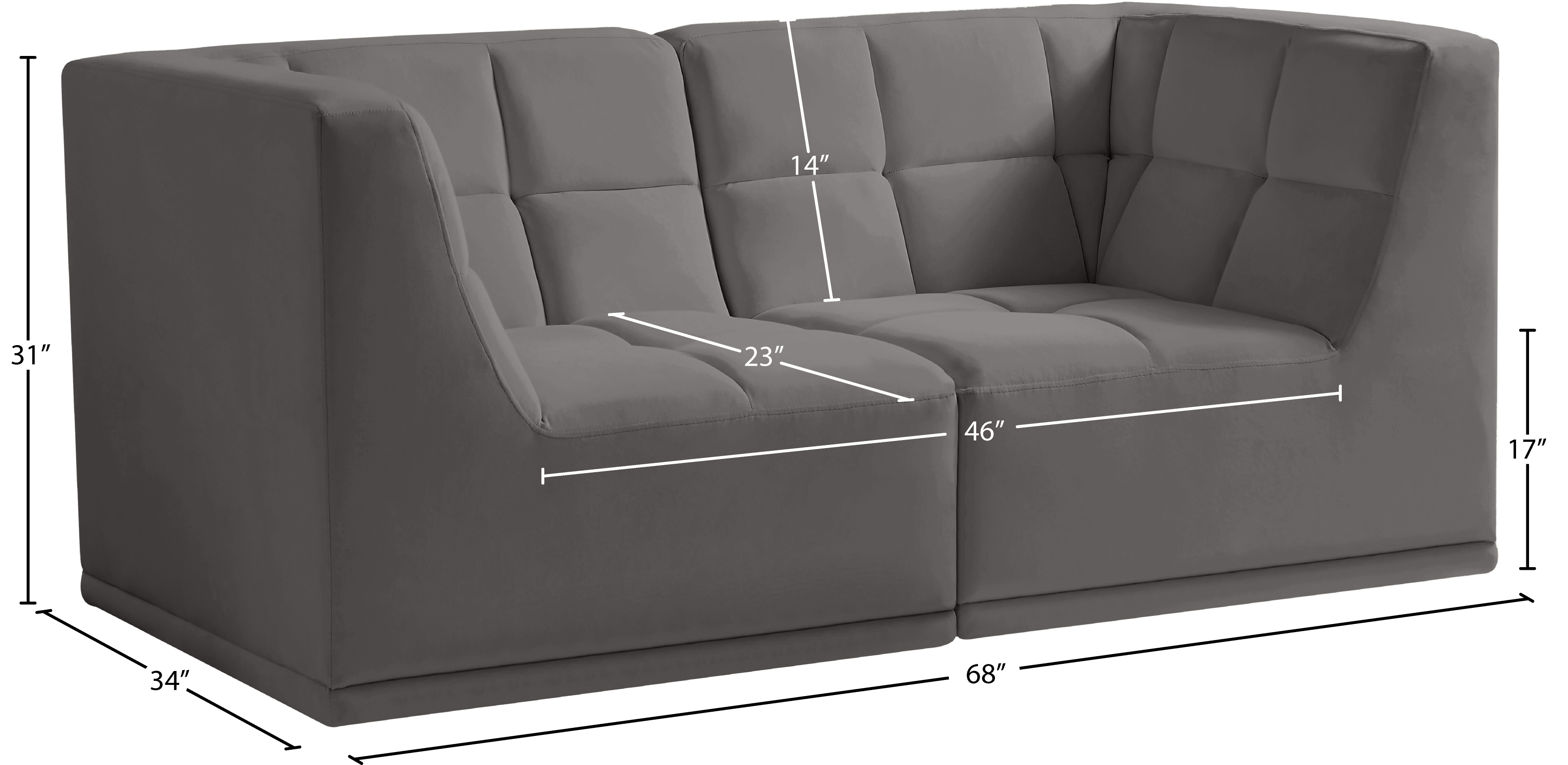 Relax 68" Velvet Modular Sofa