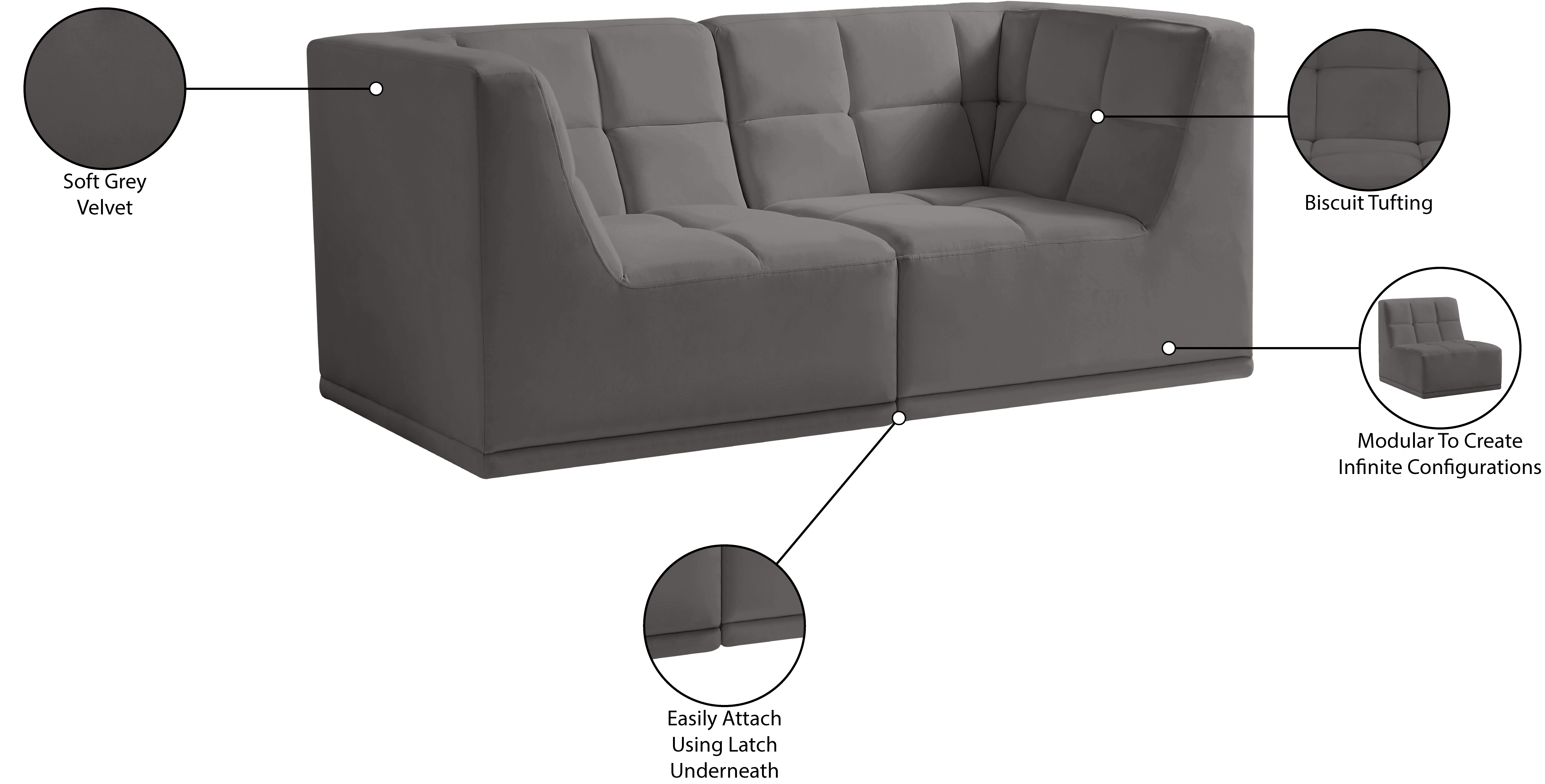 Relax 68" Velvet Modular Sofa