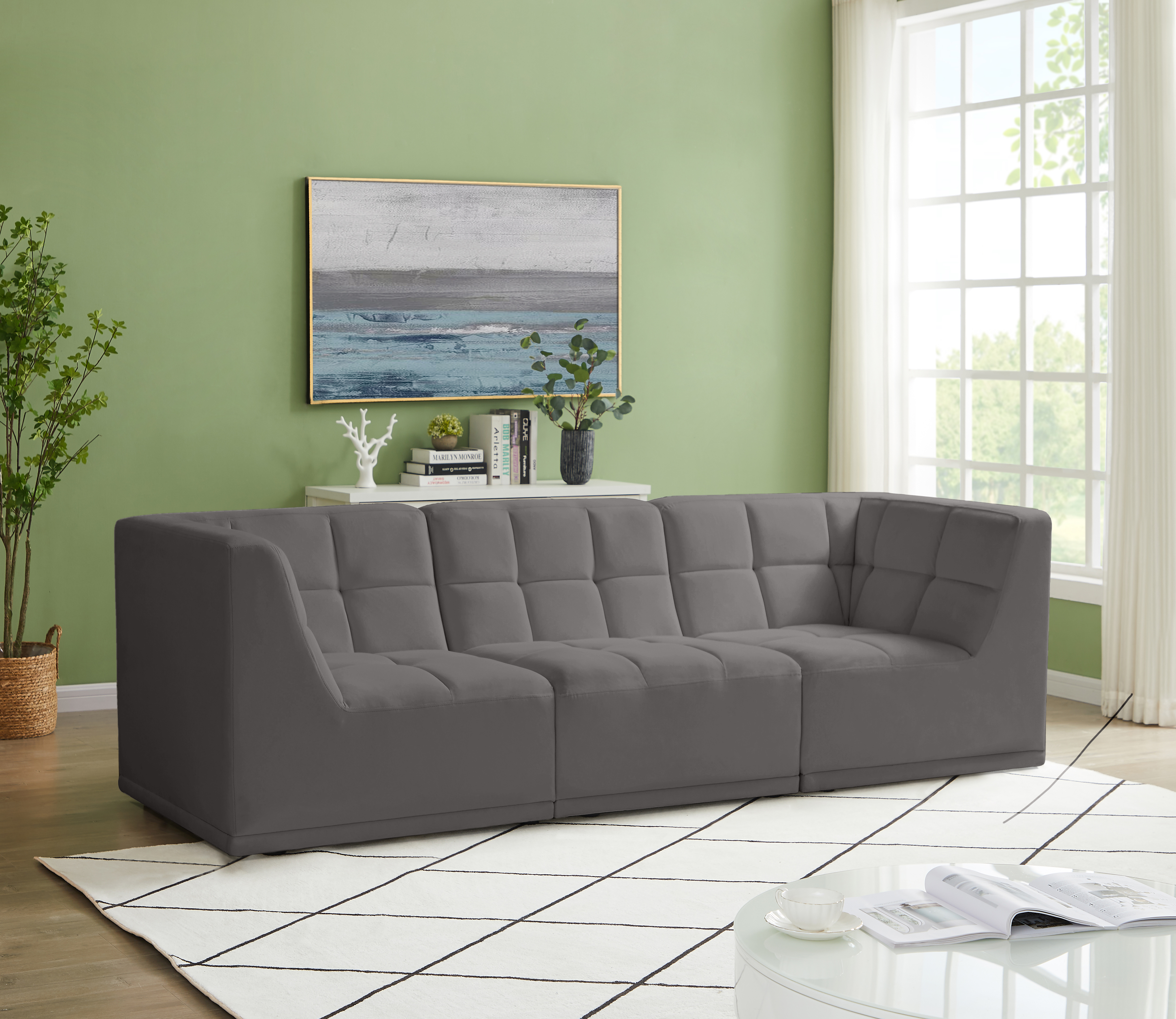 Relax 98" Velvet Modular Sofa