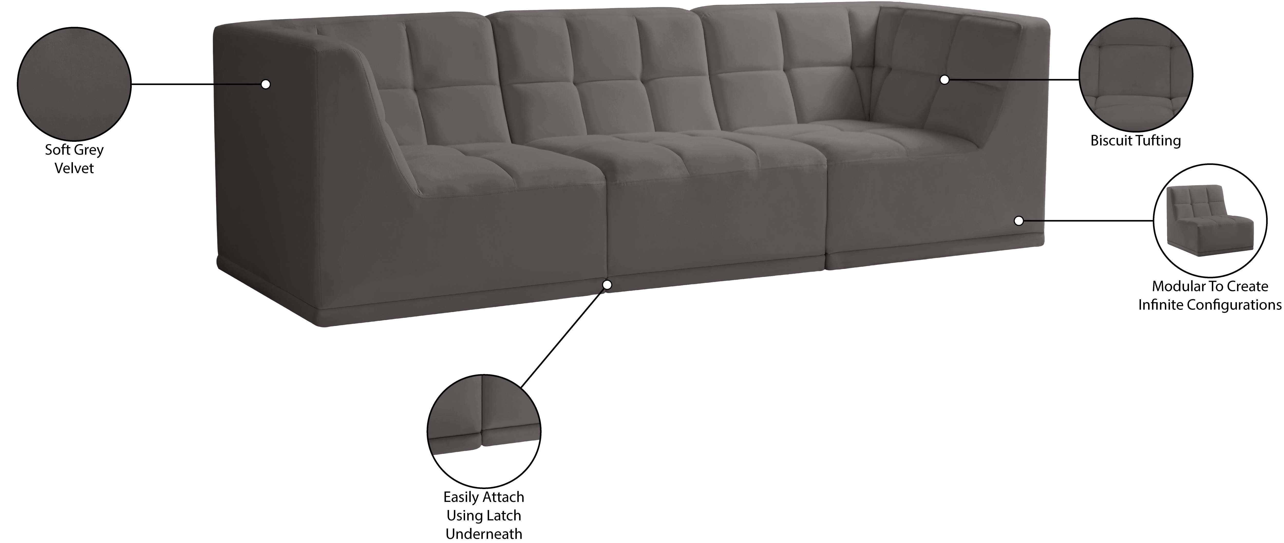Relax 98" Velvet Modular Sofa