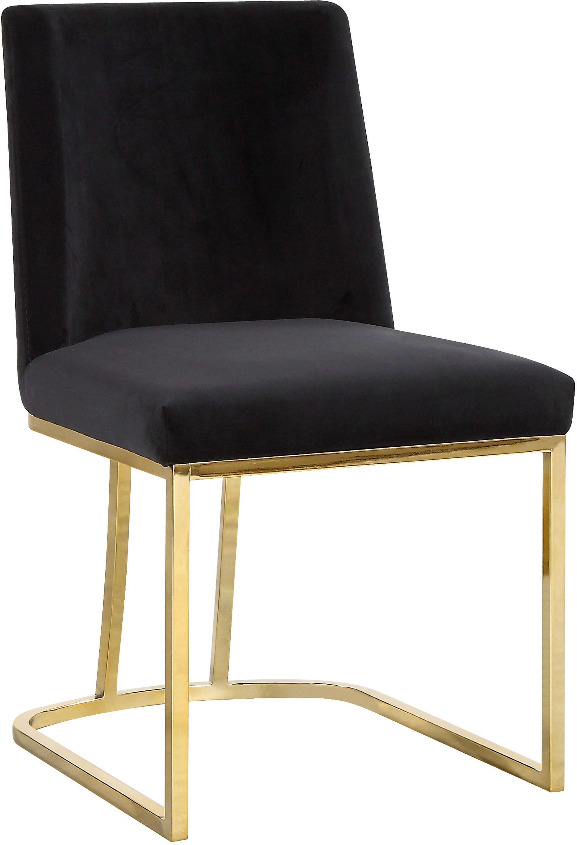 Heidi Velvet Dining Chair with Polished Metal Frame