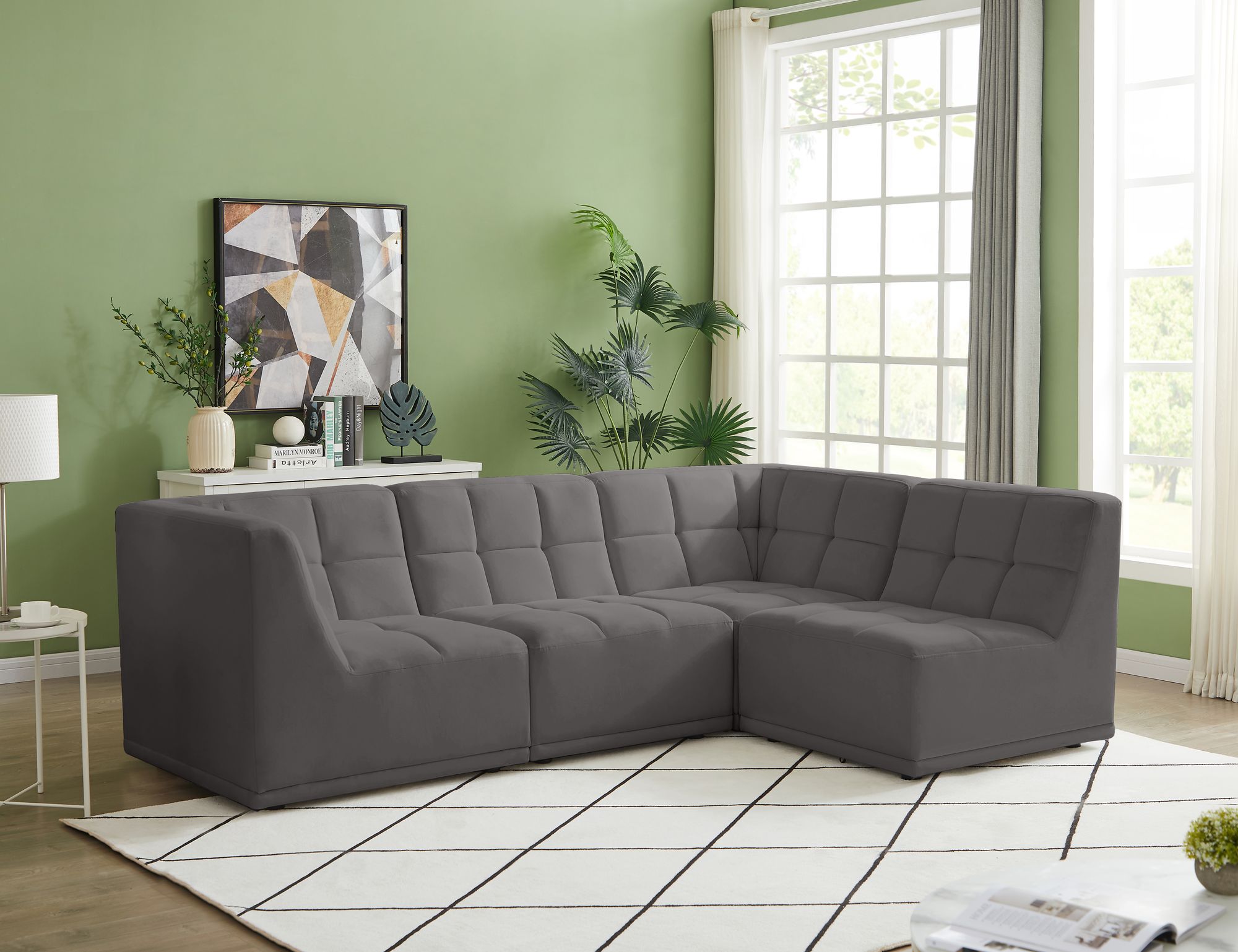 Relax 98" 4-Piece Velvet Modular Sectional
