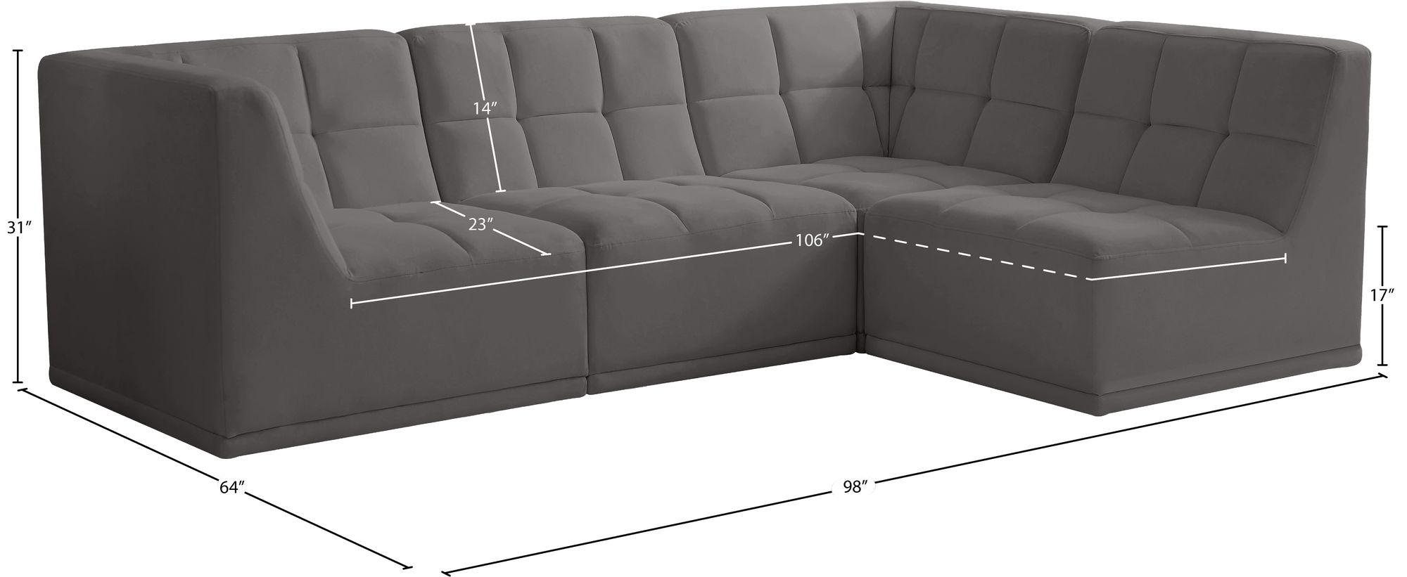 Relax 98" 4-Piece Velvet Modular Sectional