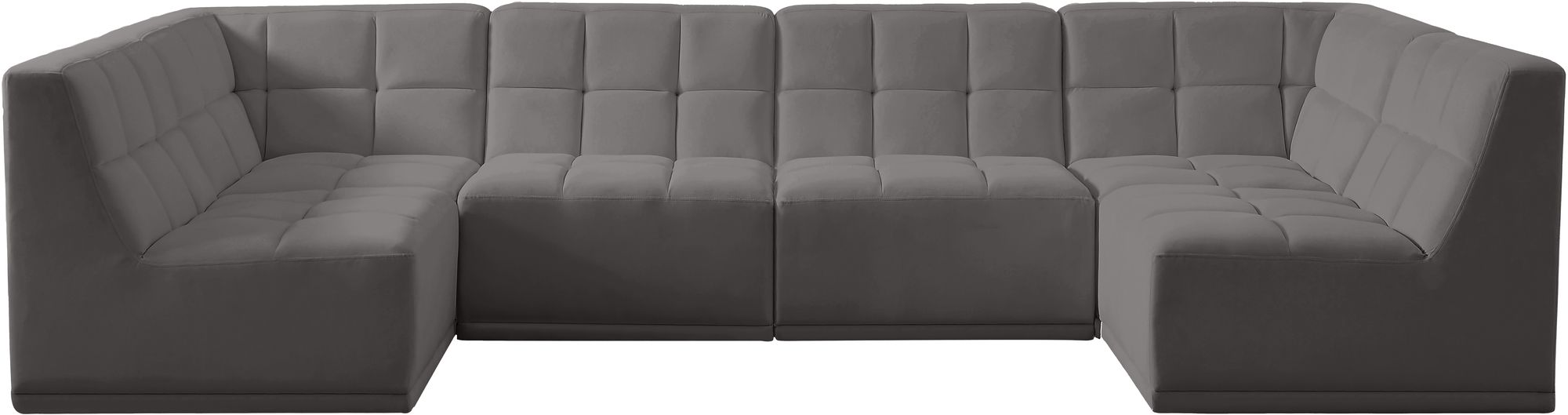 Relax 128" 6-Piece Velvet Modular U-Shape Sectional