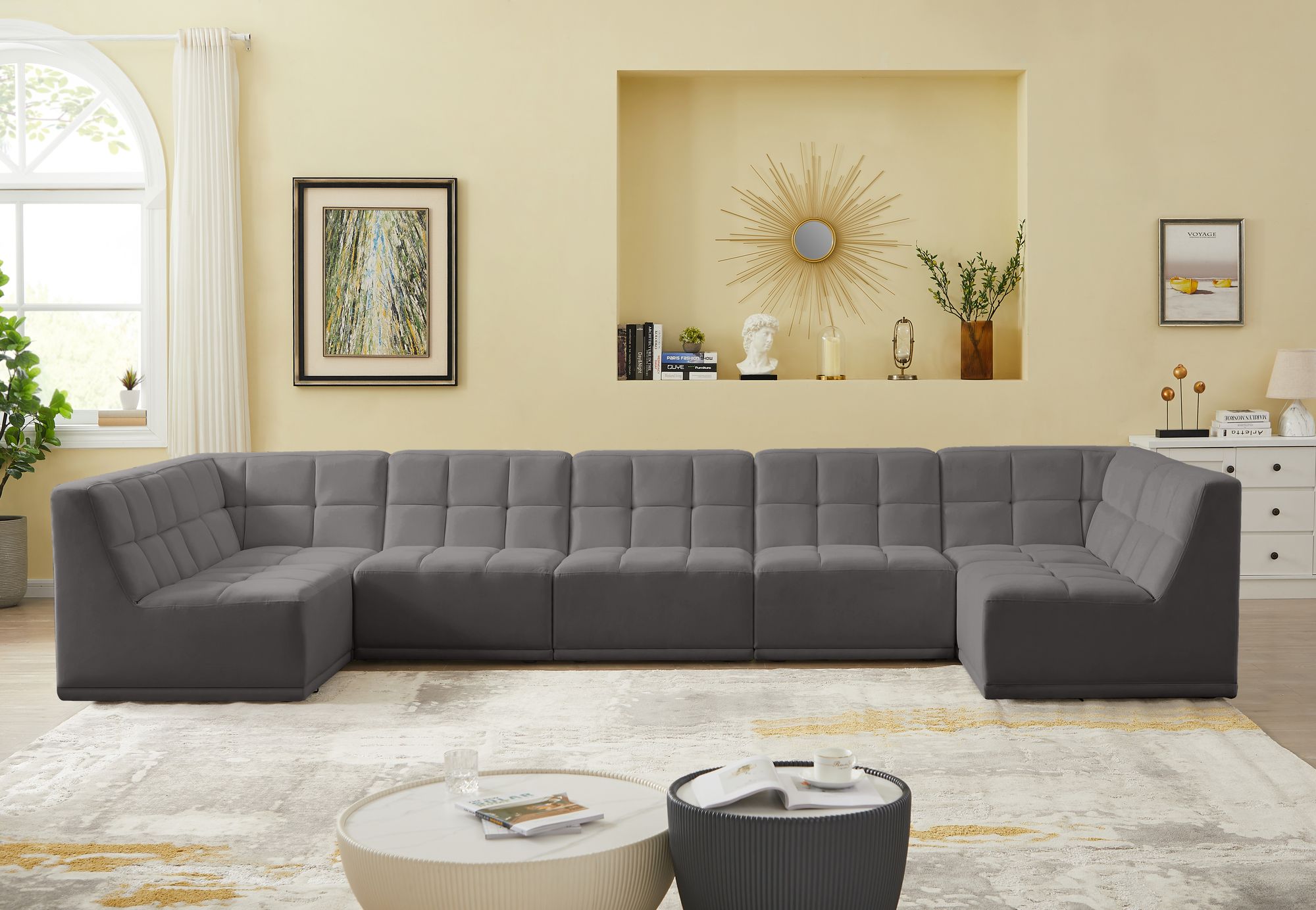 Relax 158" 7-Piece Velvet Modular U-Shape Sectional