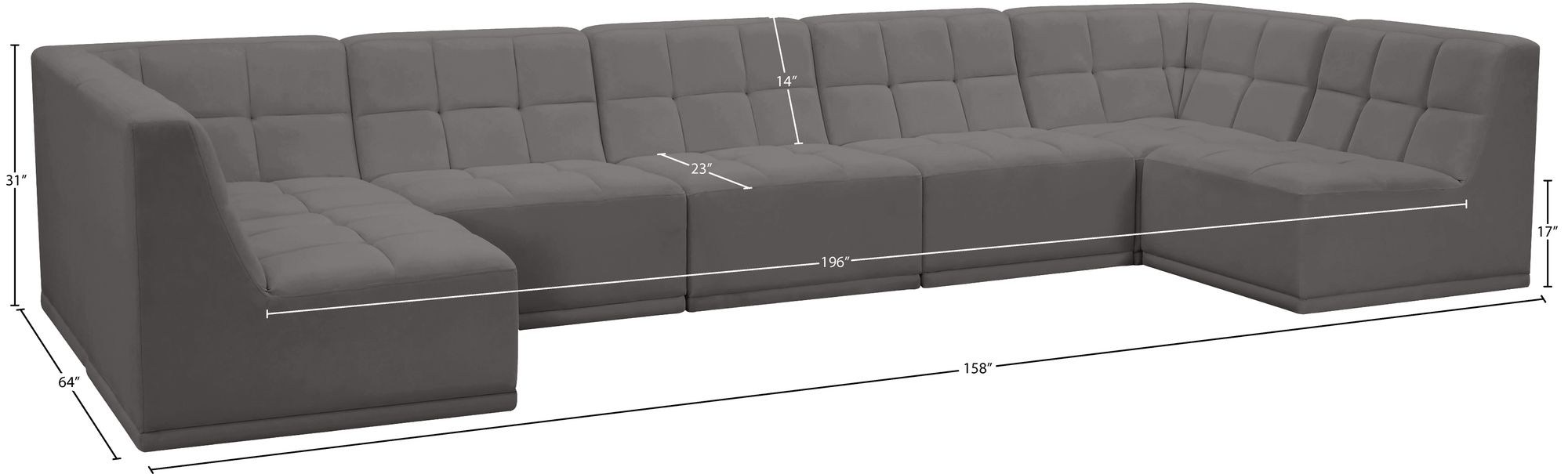 Relax 158" 7-Piece Velvet Modular U-Shape Sectional