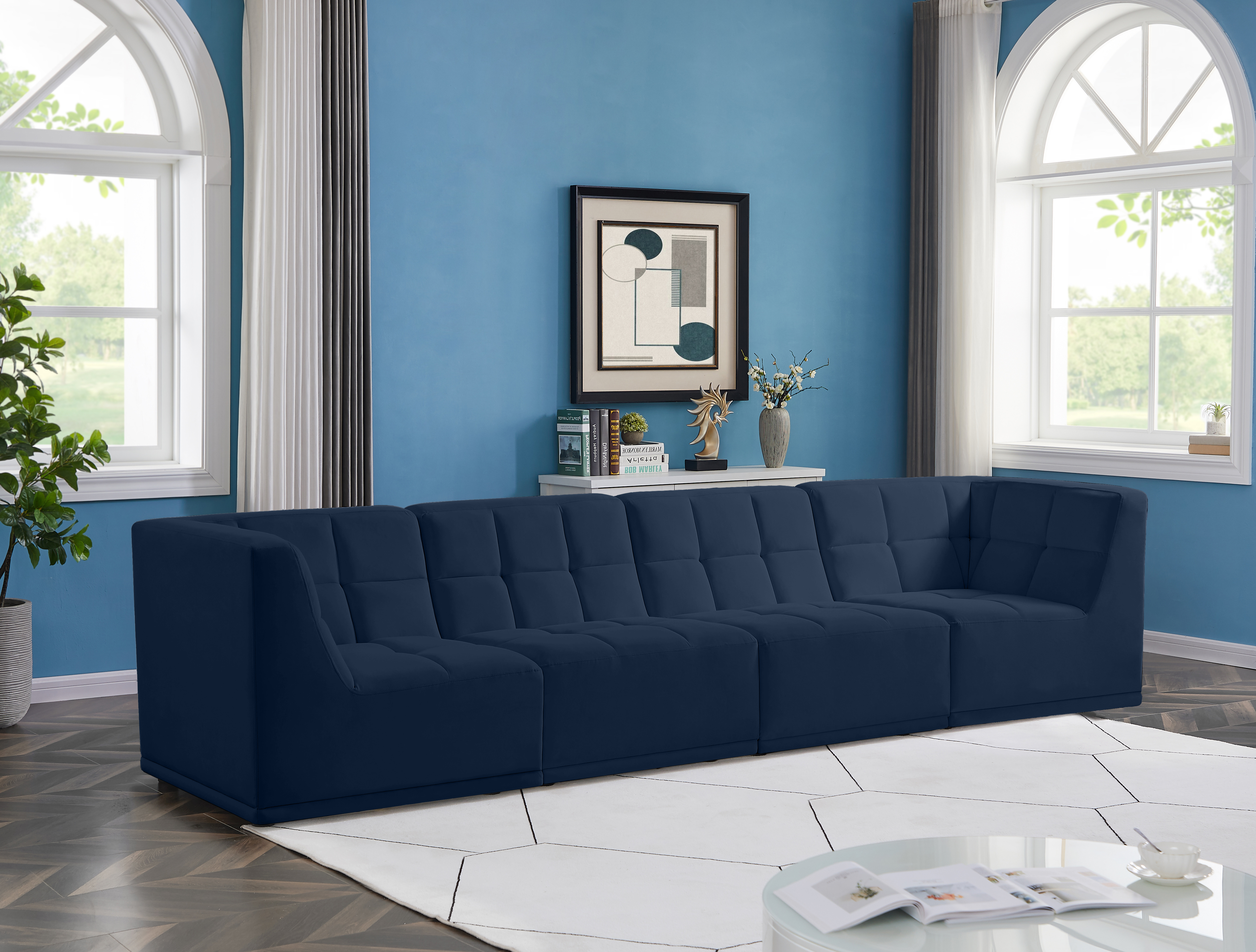 Relax 128" Velvet Modular Sofa