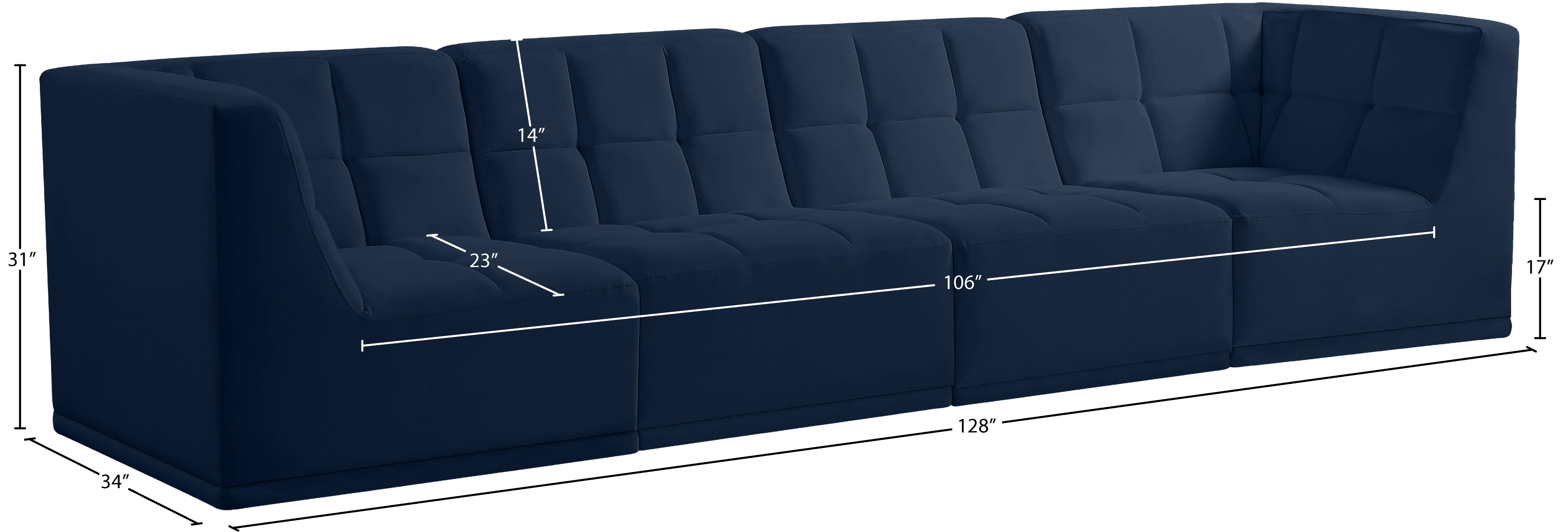 Relax 128" Velvet Modular Sofa