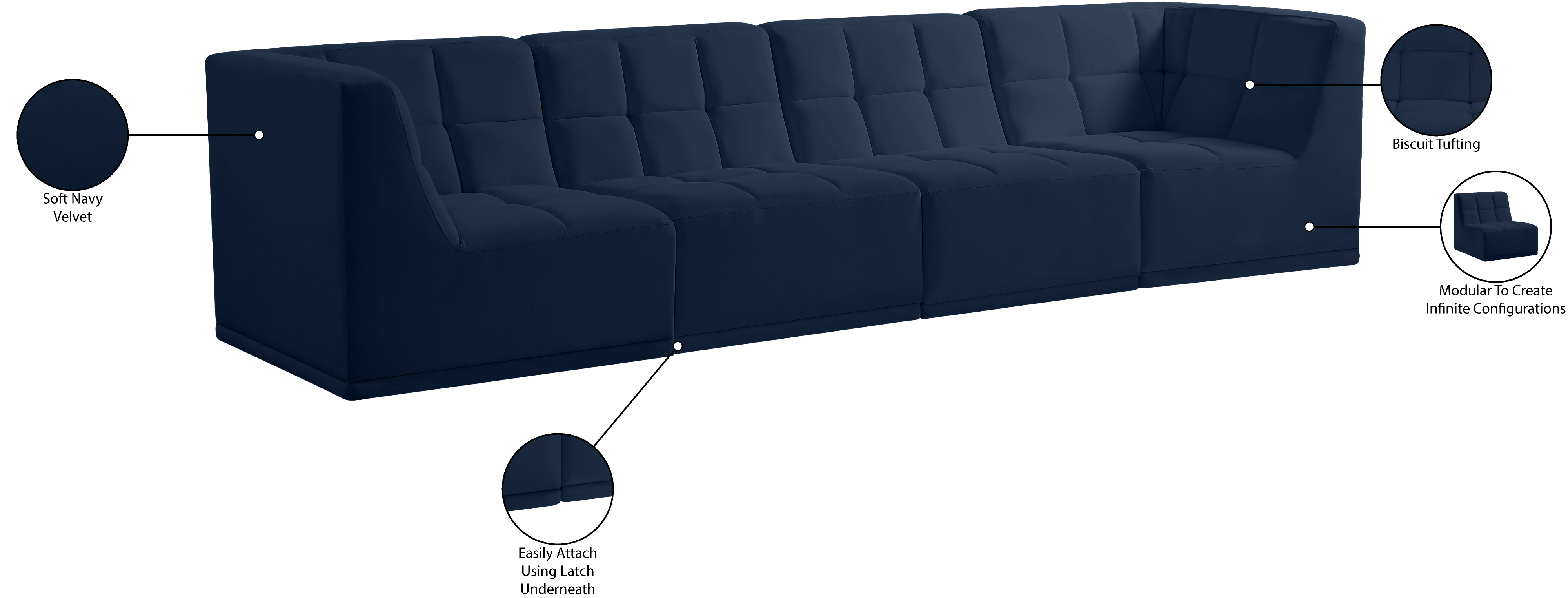 Relax 128" Velvet Modular Sofa