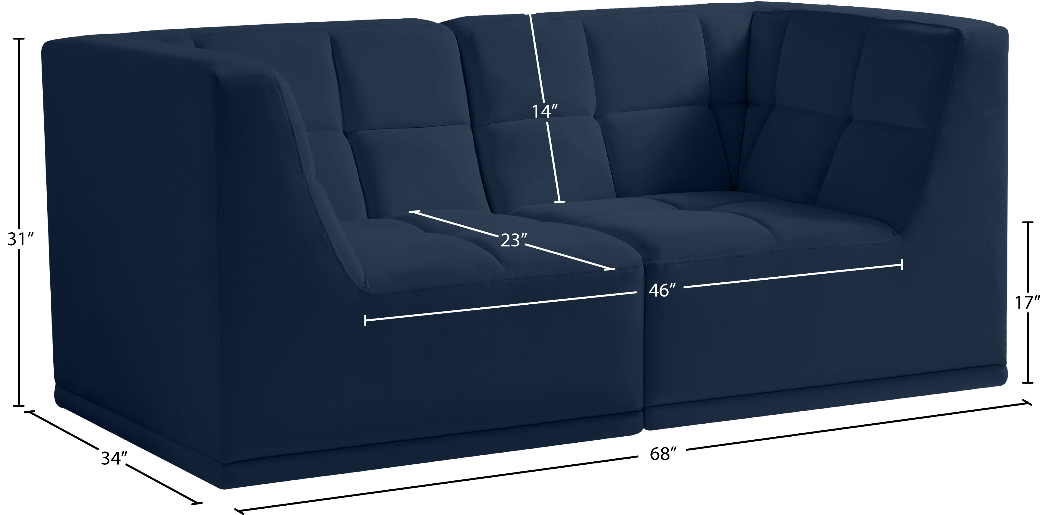 Relax 68" Velvet Modular Sofa