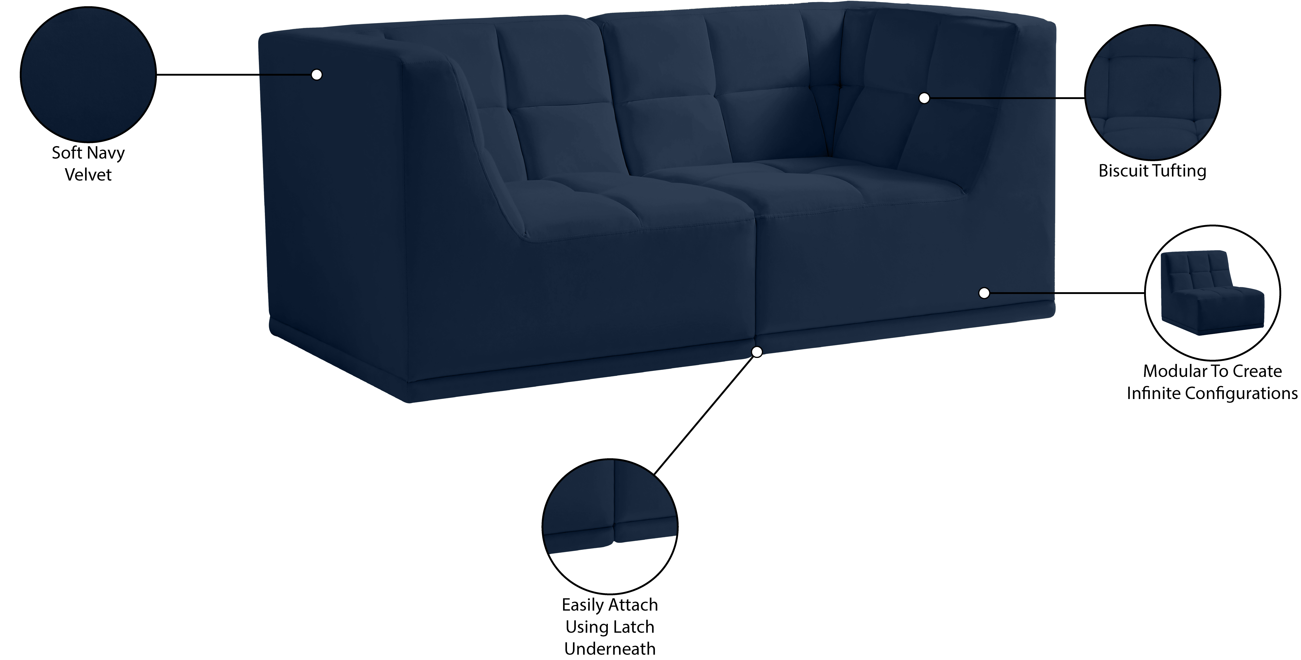Relax 68" Velvet Modular Sofa