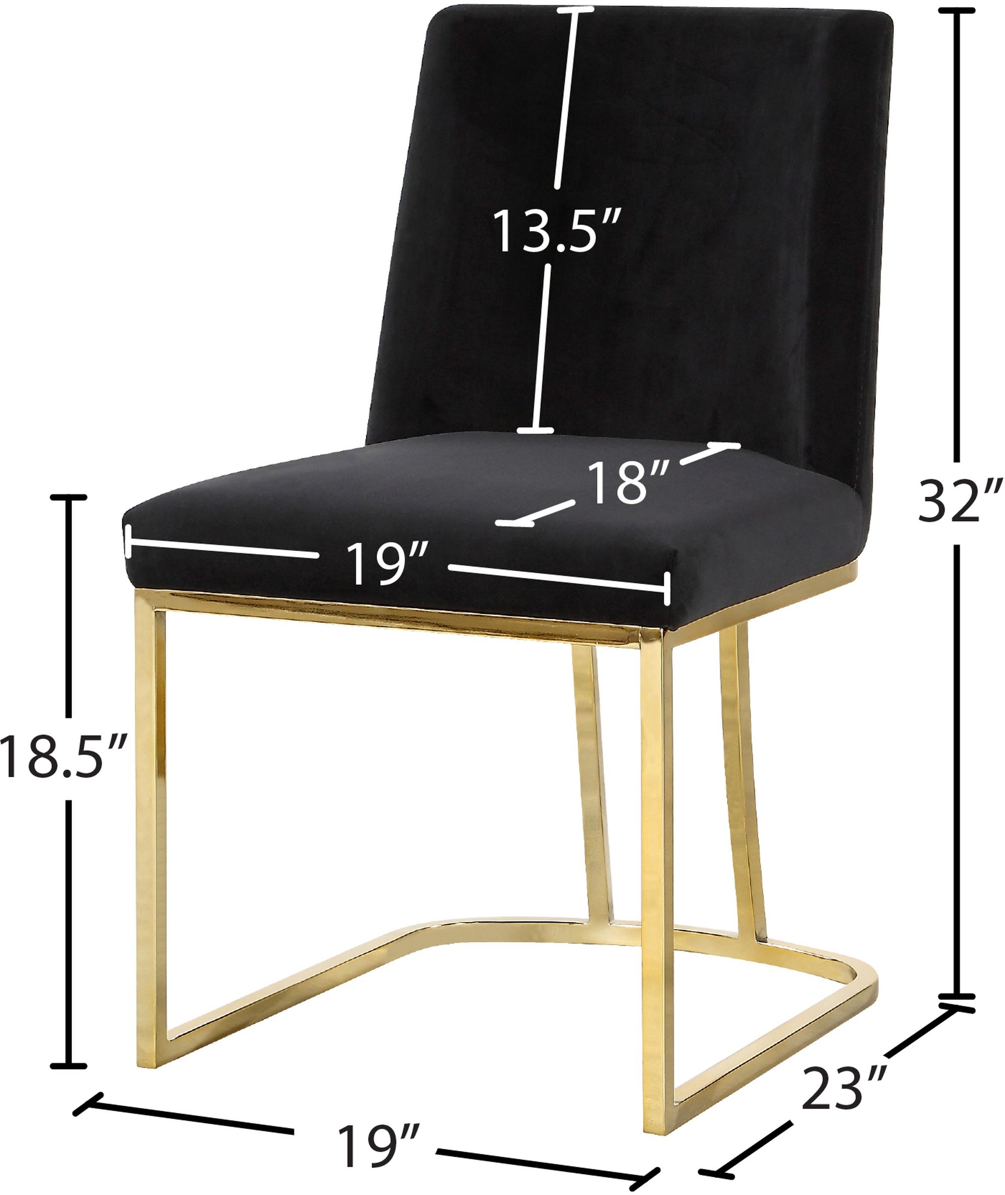 Heidi Velvet Dining Chair with Polished Metal Frame