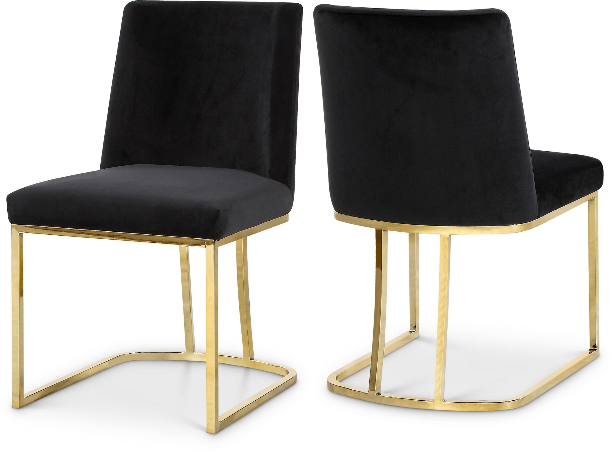 Heidi Velvet Dining Chair with Polished Metal Frame
