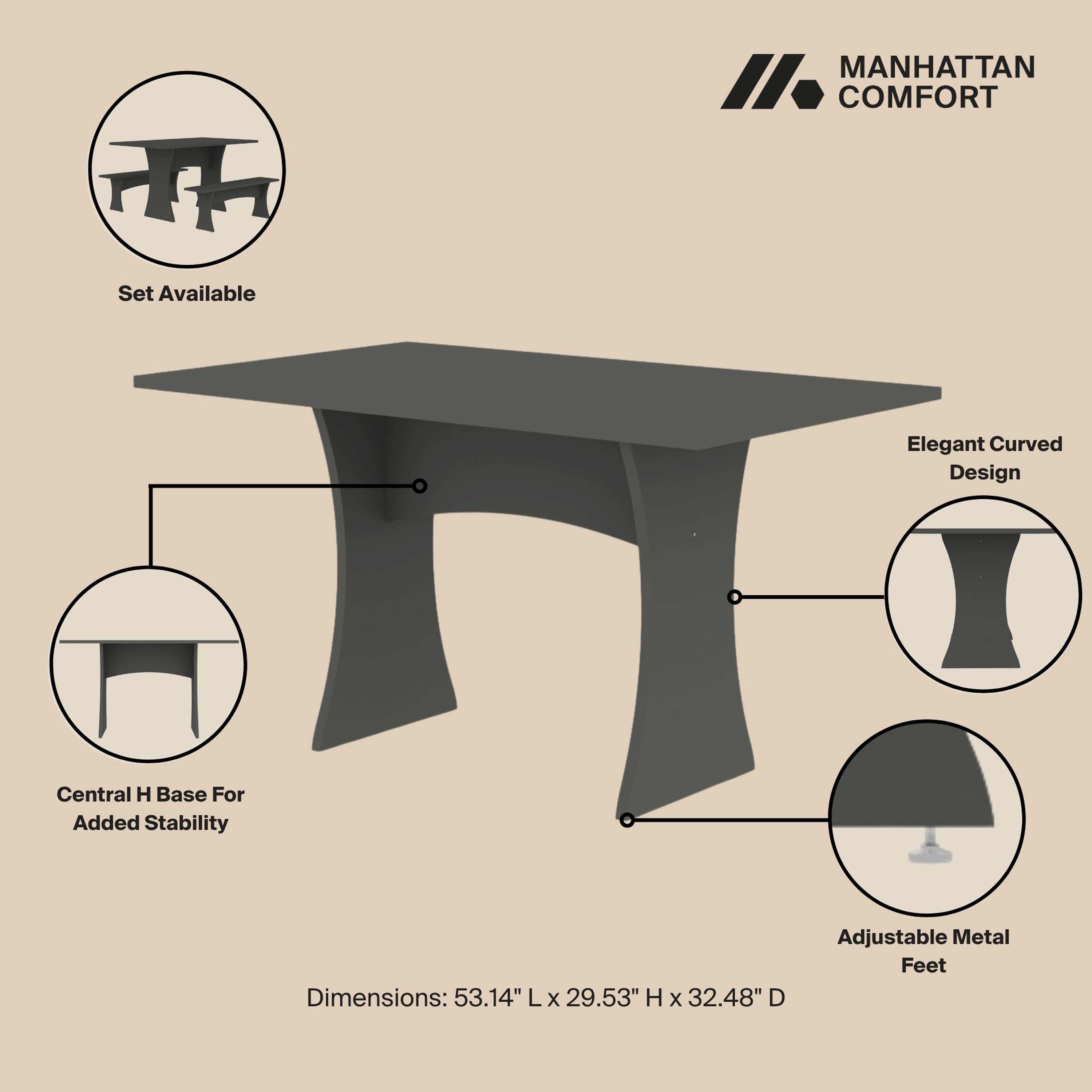 Coney 53.14-inch Dining Table 