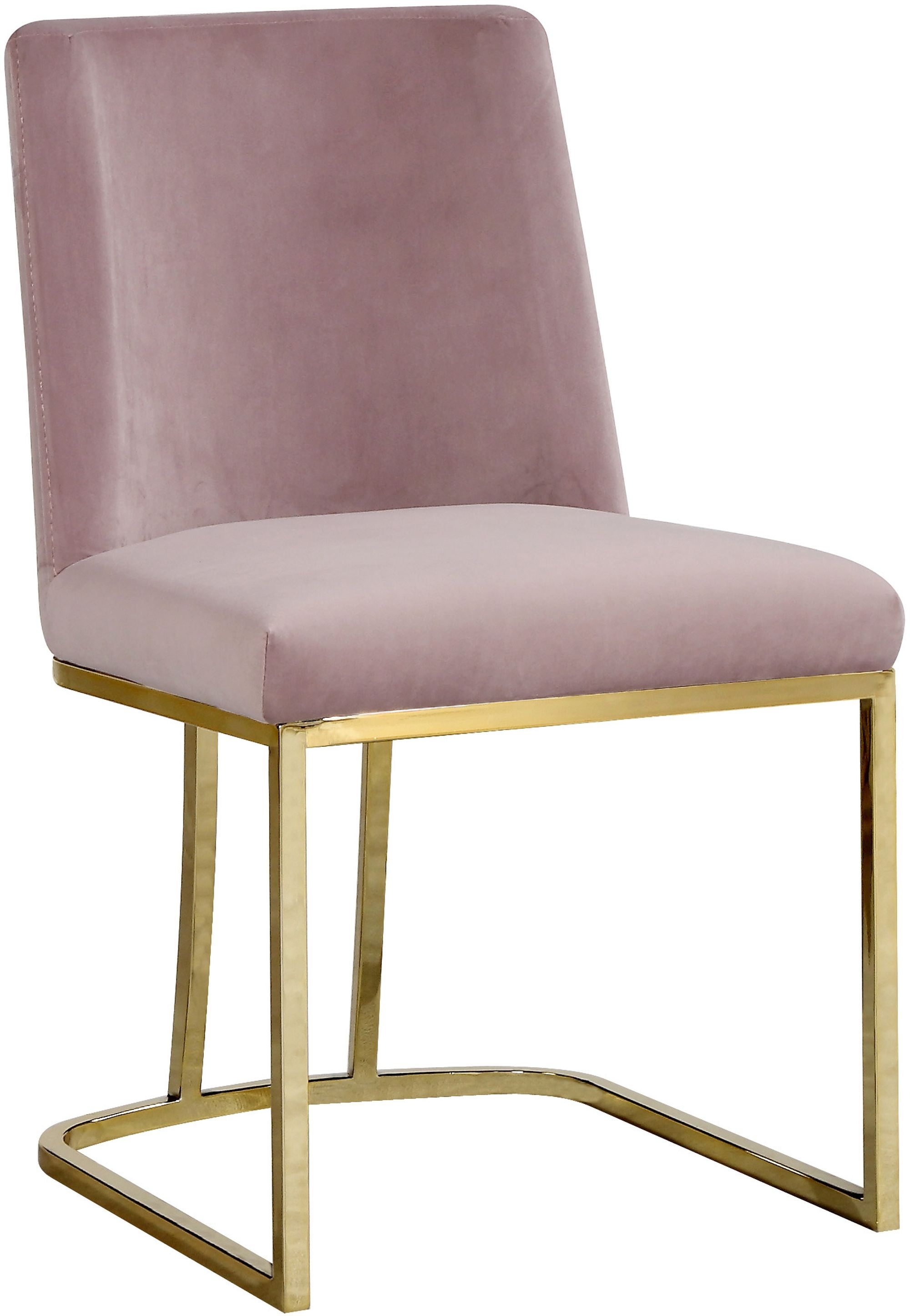 Heidi Velvet Dining Chair with Polished Metal Frame