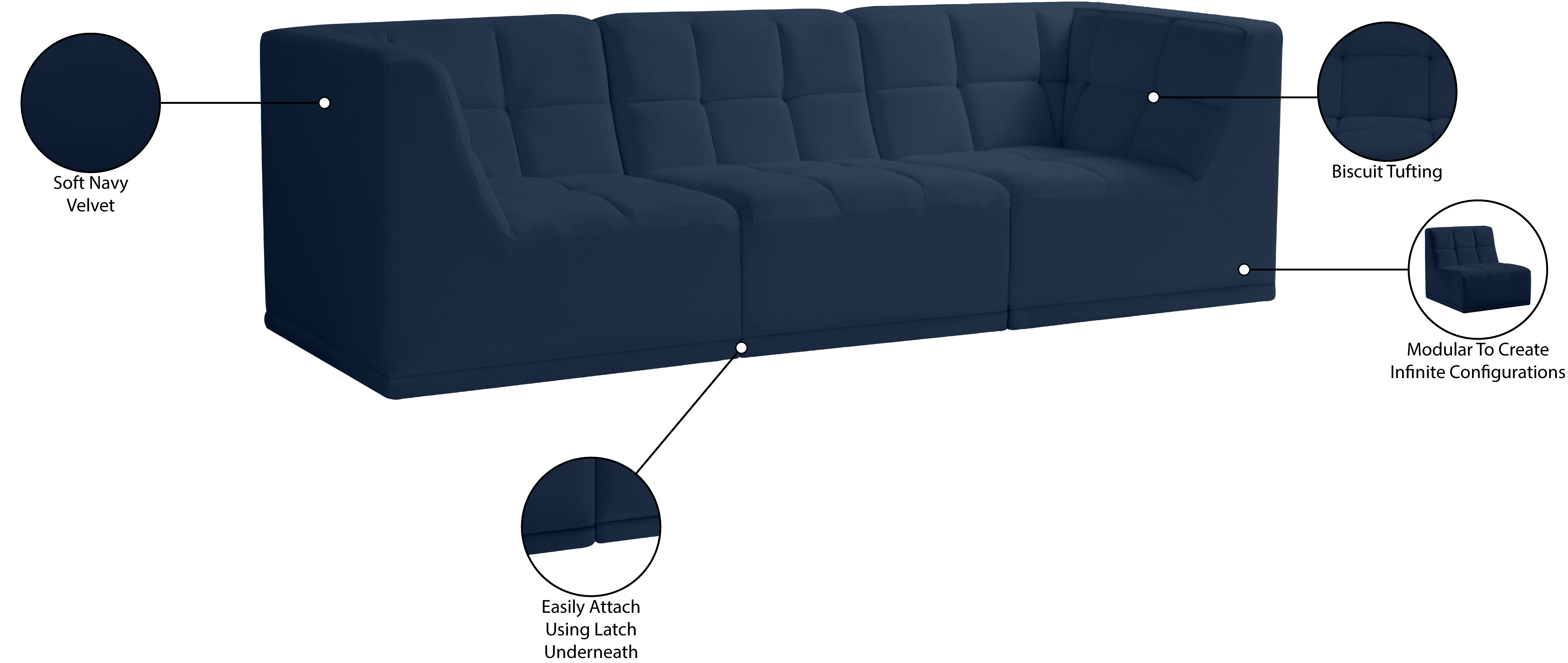 Relax 98" Velvet Modular Sofa