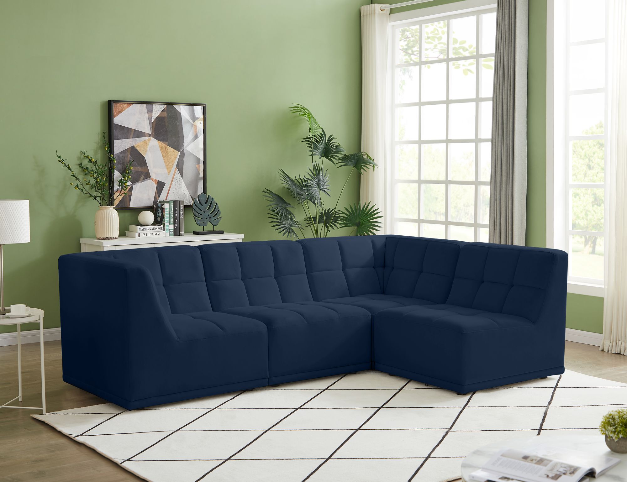Relax 98" 4-Piece Velvet Modular Sectional