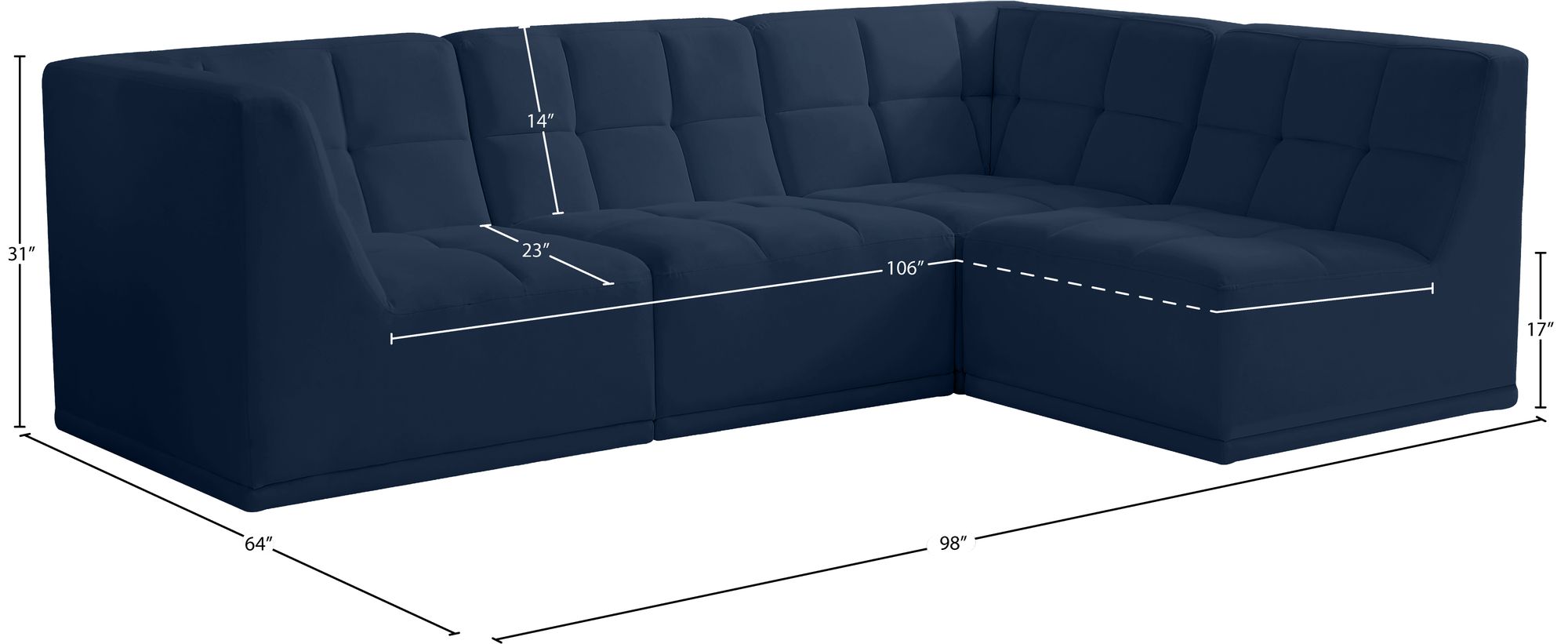 Relax 98" 4-Piece Velvet Modular Sectional