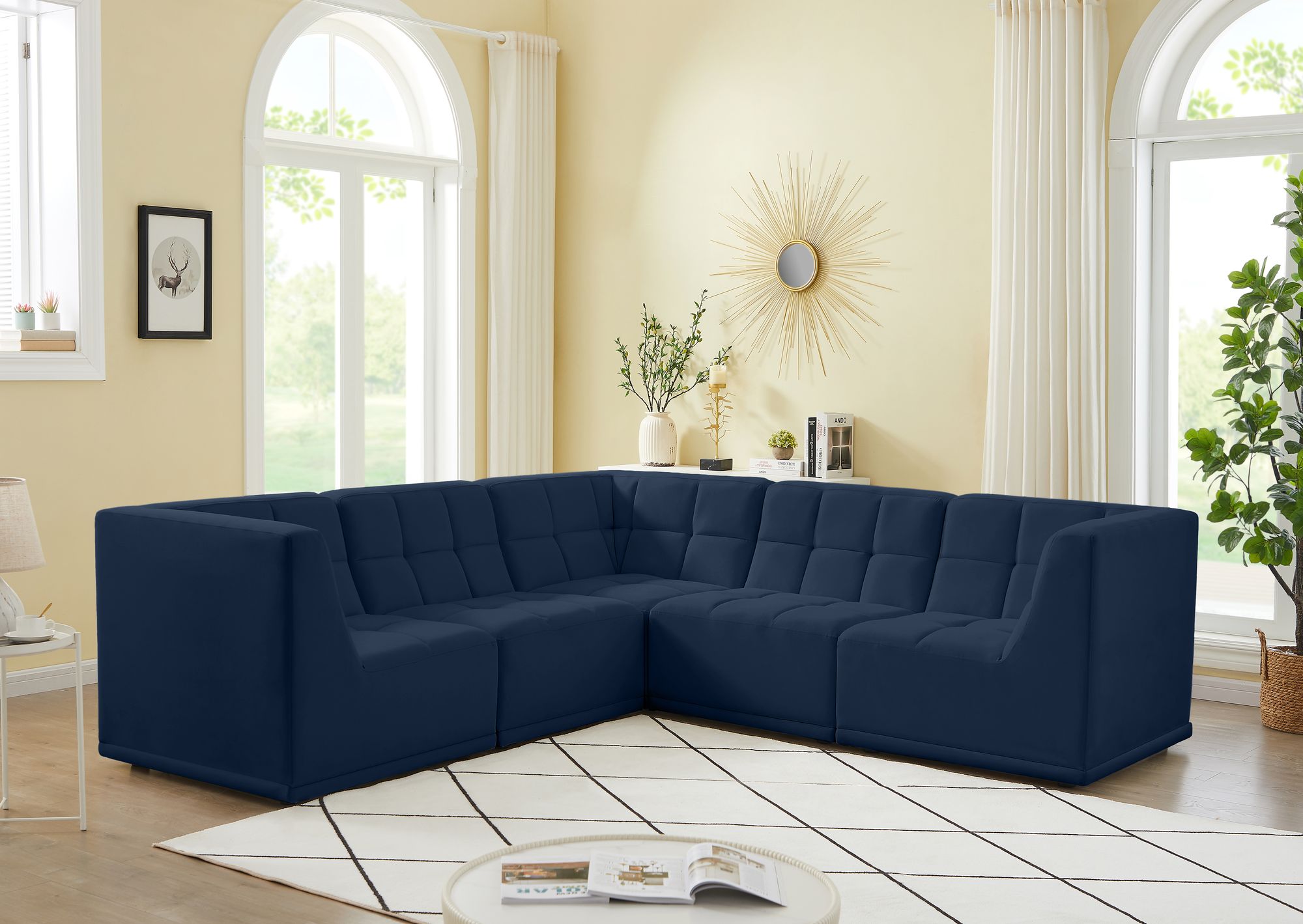 Relax 98" 5-Piece Velvet Modular Sectional