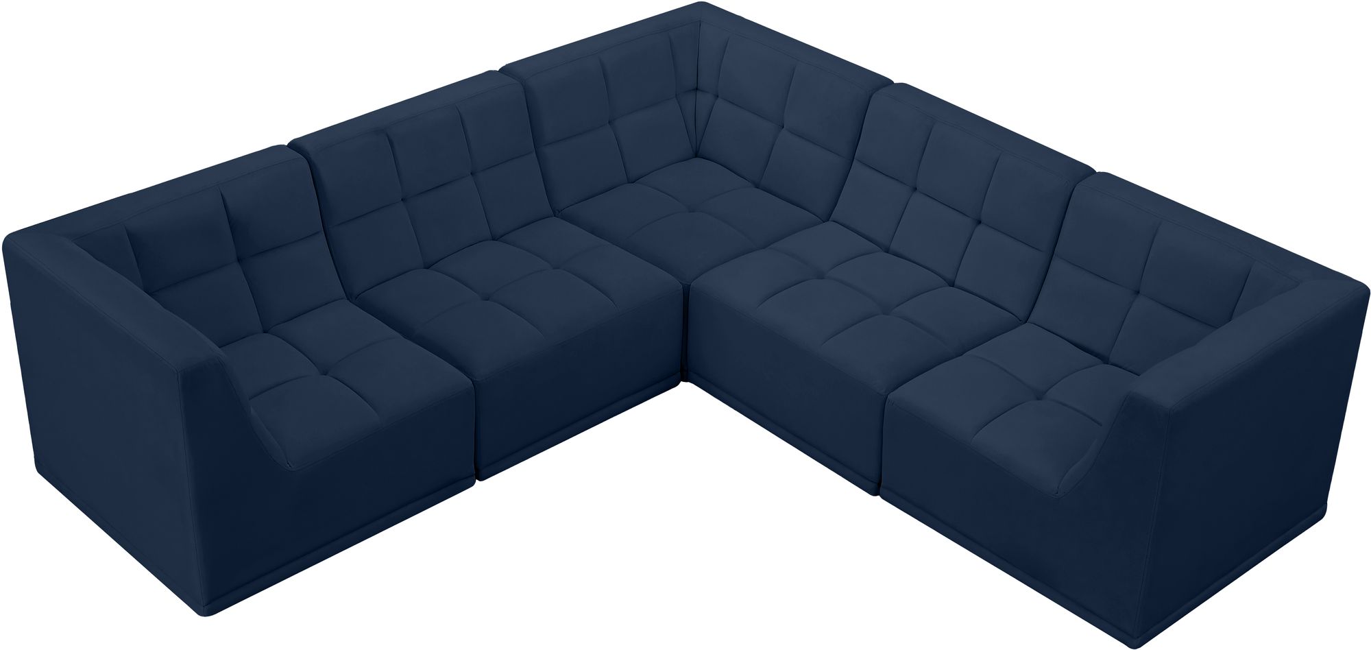 Meridian Relax 98" 5-Pc Blue Velvet Sectional Sofa
