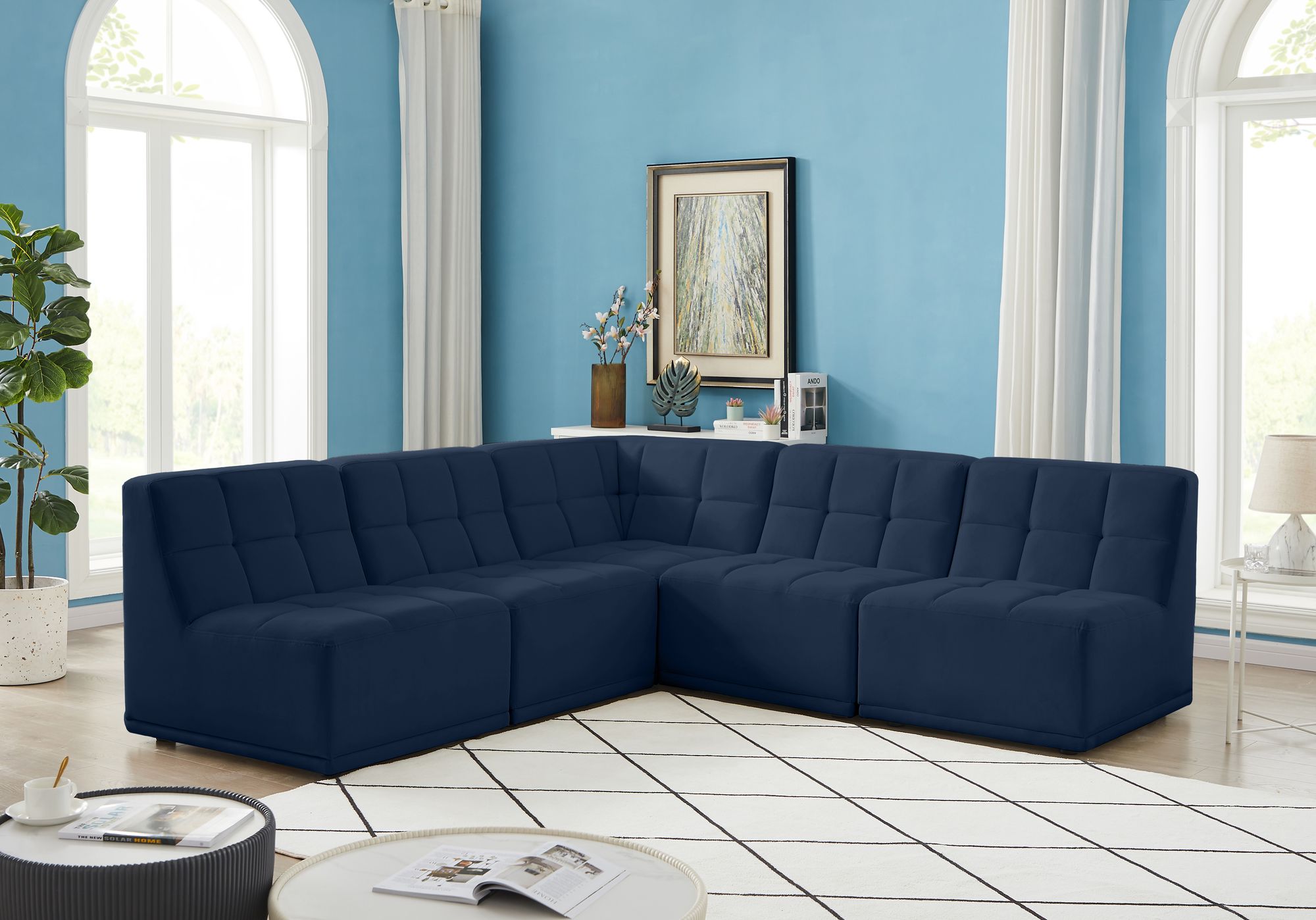 Relax 94" 5-Piece Velvet Modular Sectional