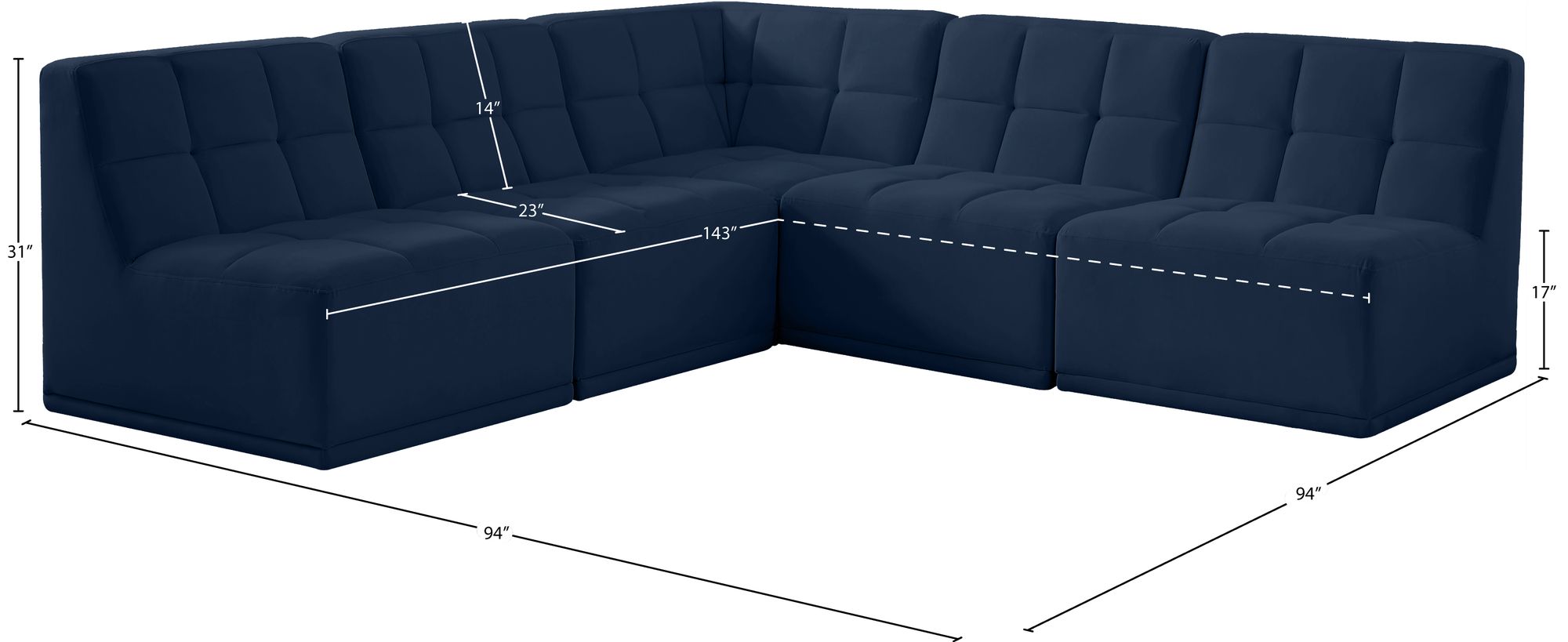 Relax 94" 5-Piece Velvet Modular Sectional