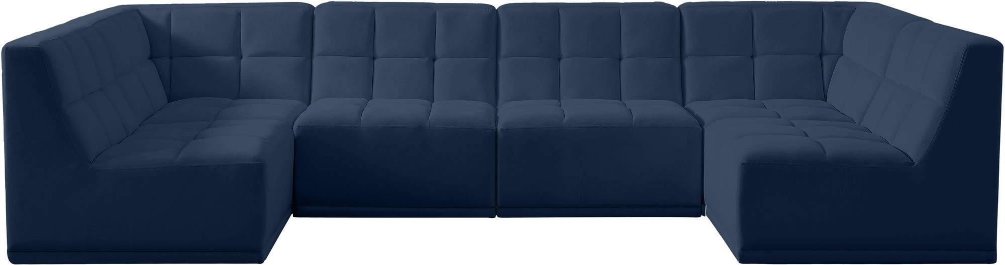 Relax 128" 6-Piece Velvet Modular U-Shape Sectional