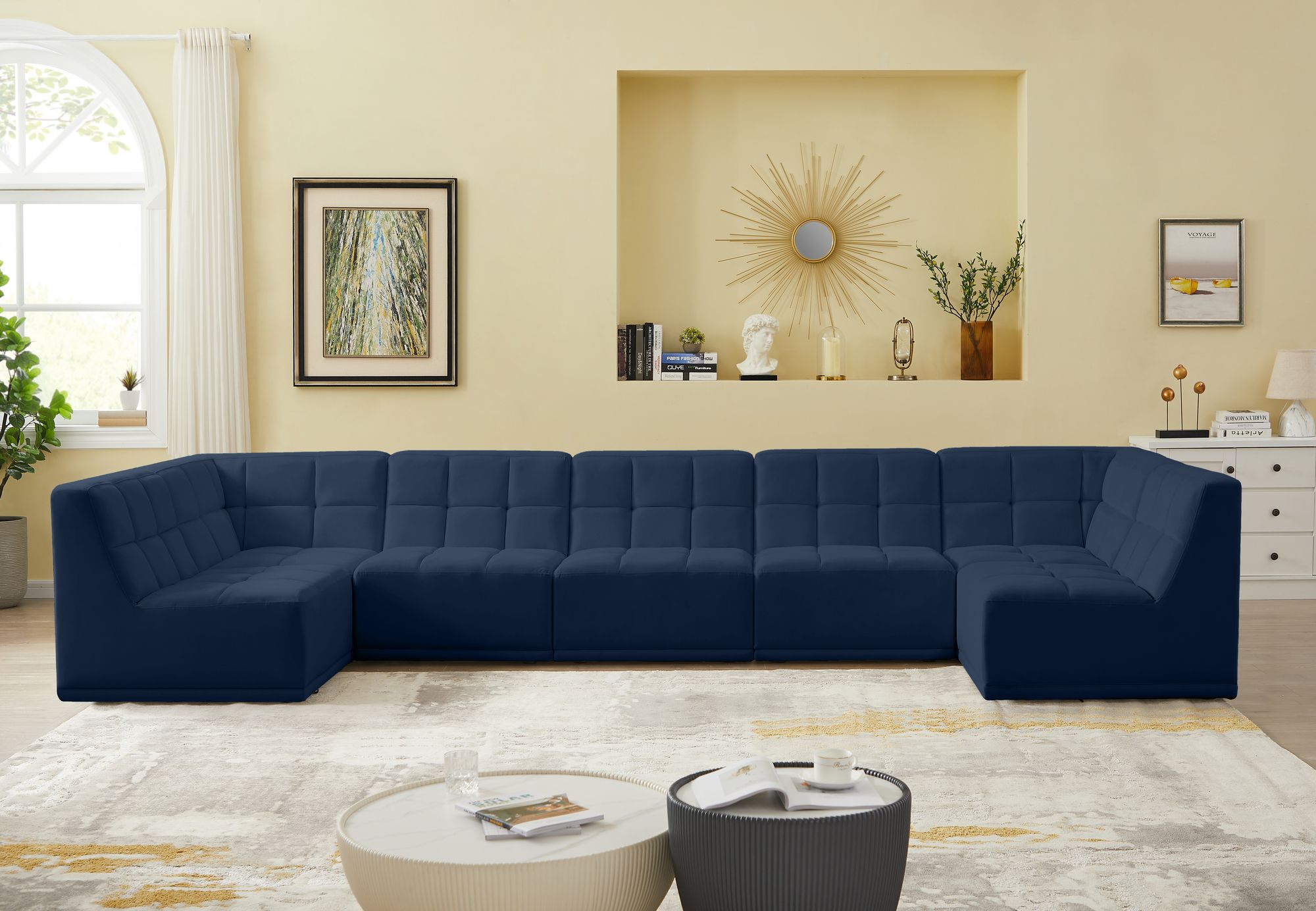 Relax 158" 7-Piece Velvet Modular U-Shape Sectional