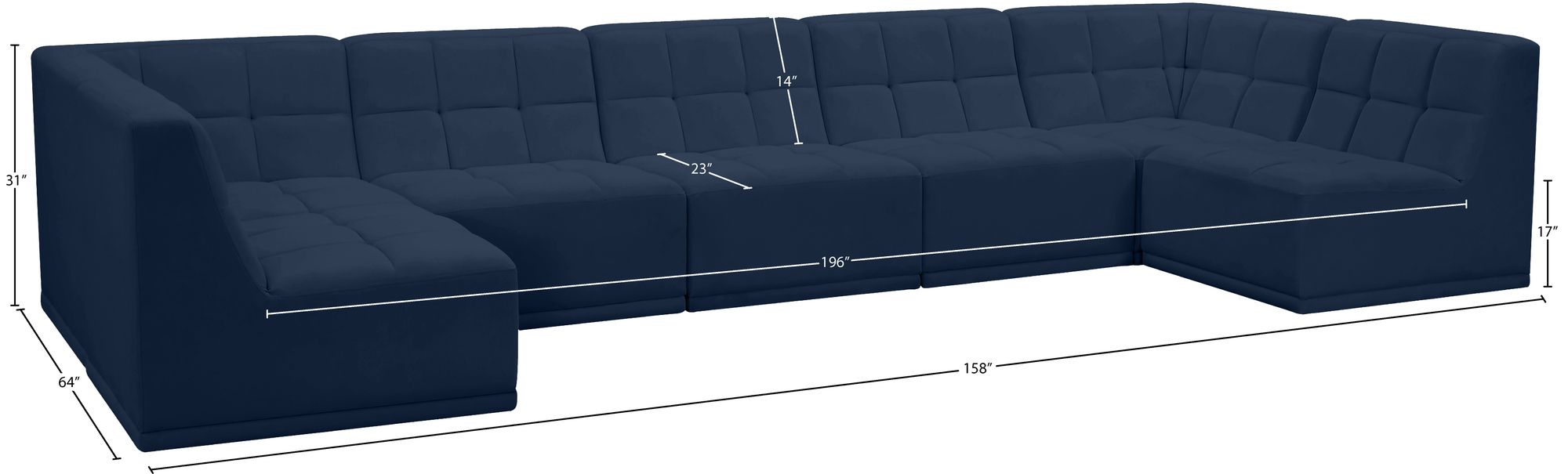 Relax 158" 7-Piece Velvet Modular U-Shape Sectional