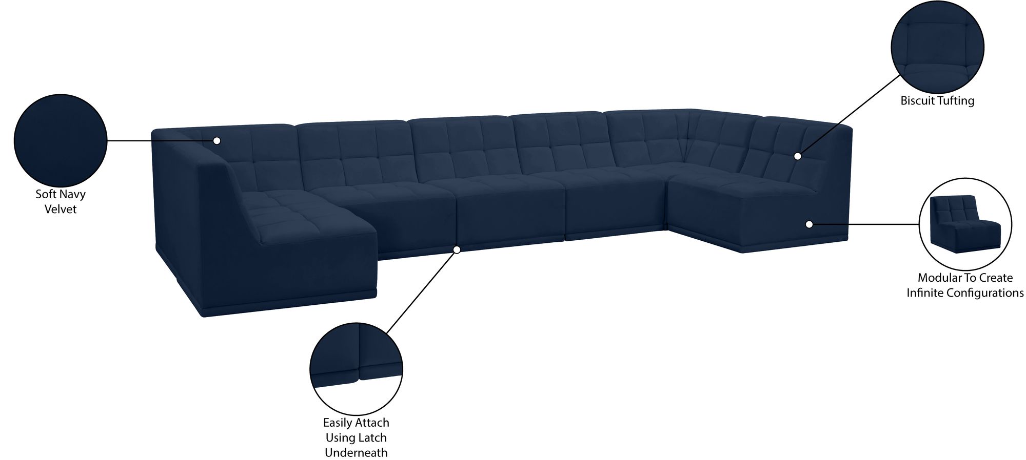 Relax 158" 7-Piece Velvet Modular U-Shape Sectional