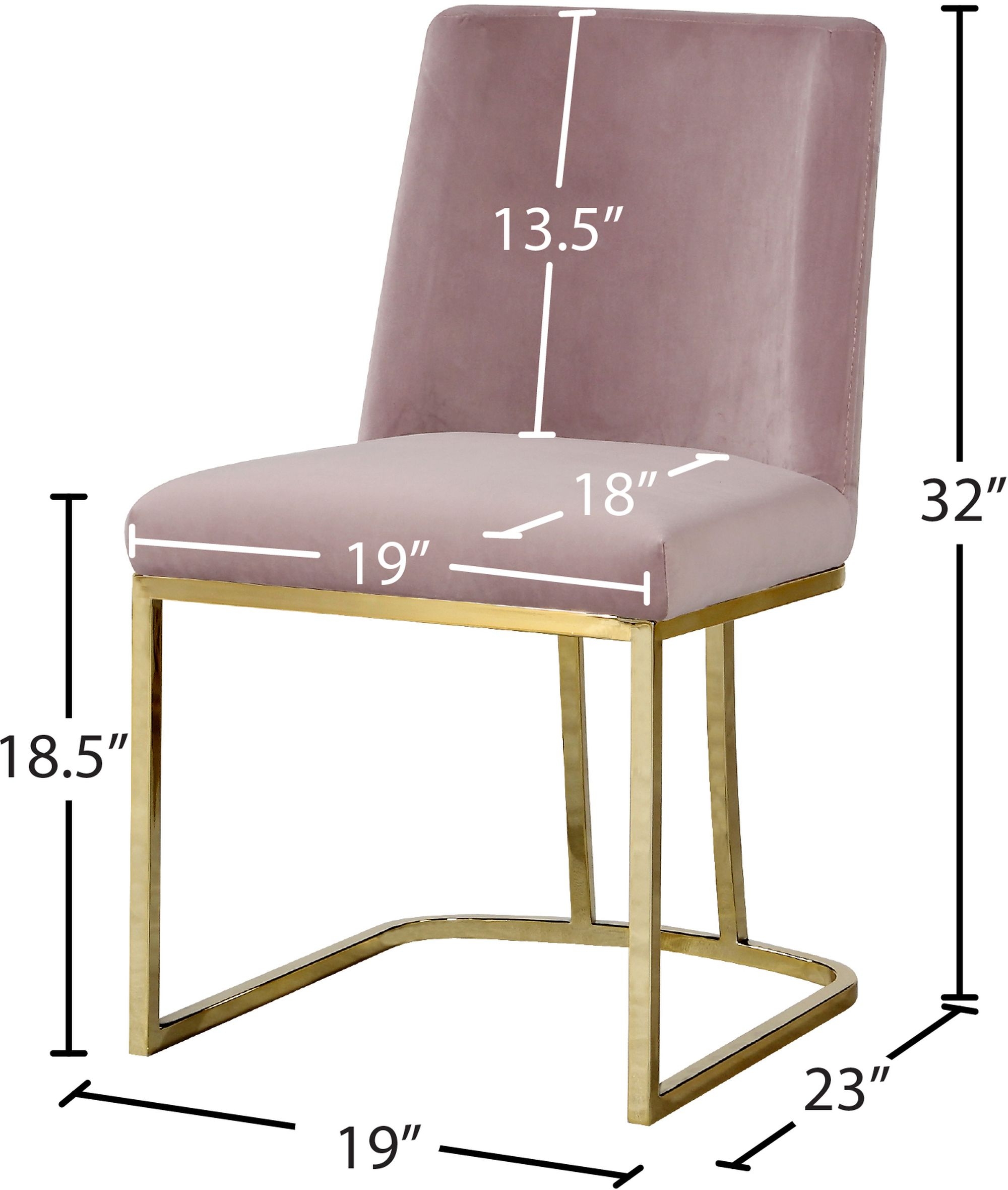 Heidi Velvet Dining Chair with Polished Metal Frame