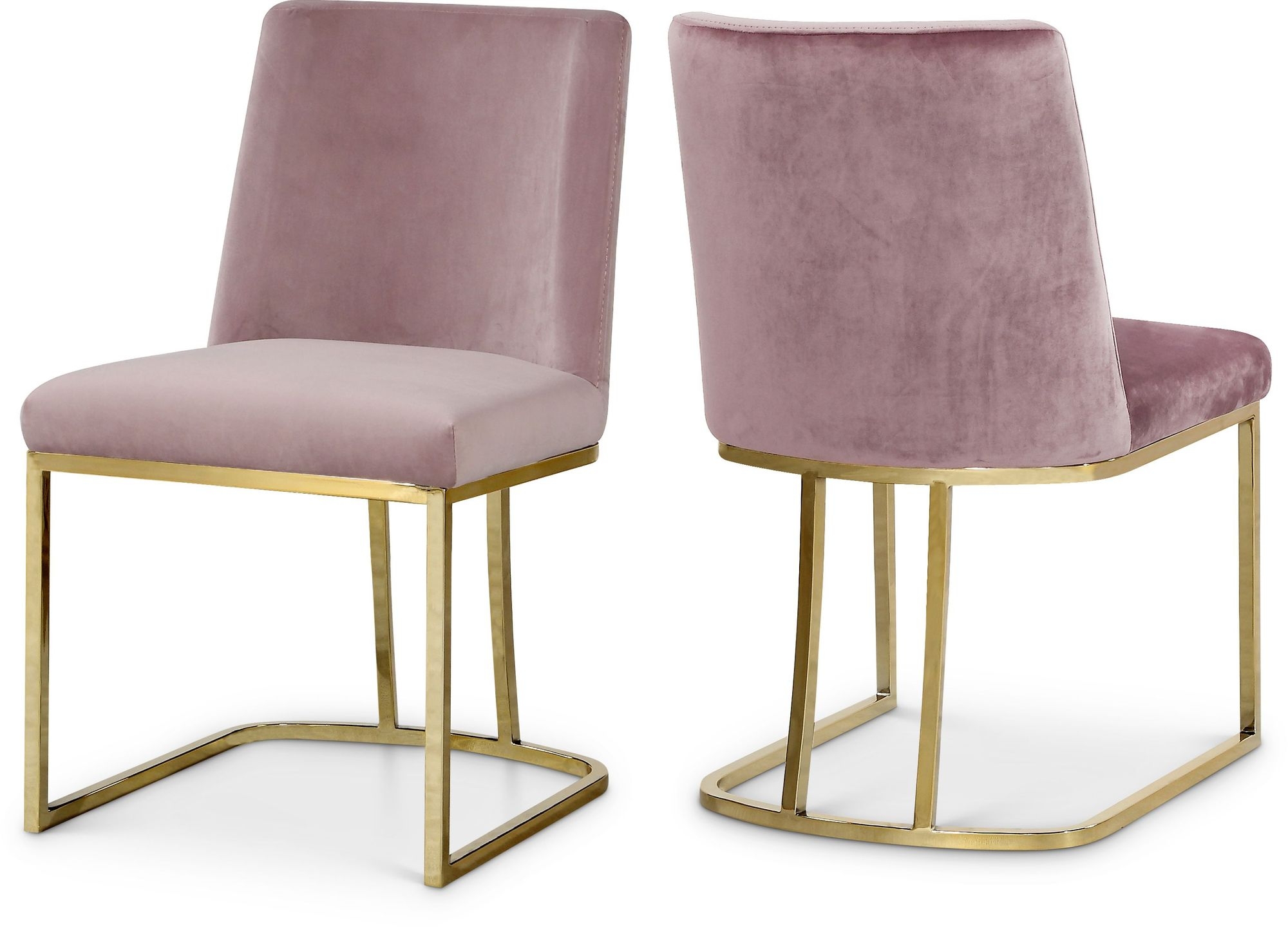 Heidi Velvet Dining Chair with Polished Metal Frame