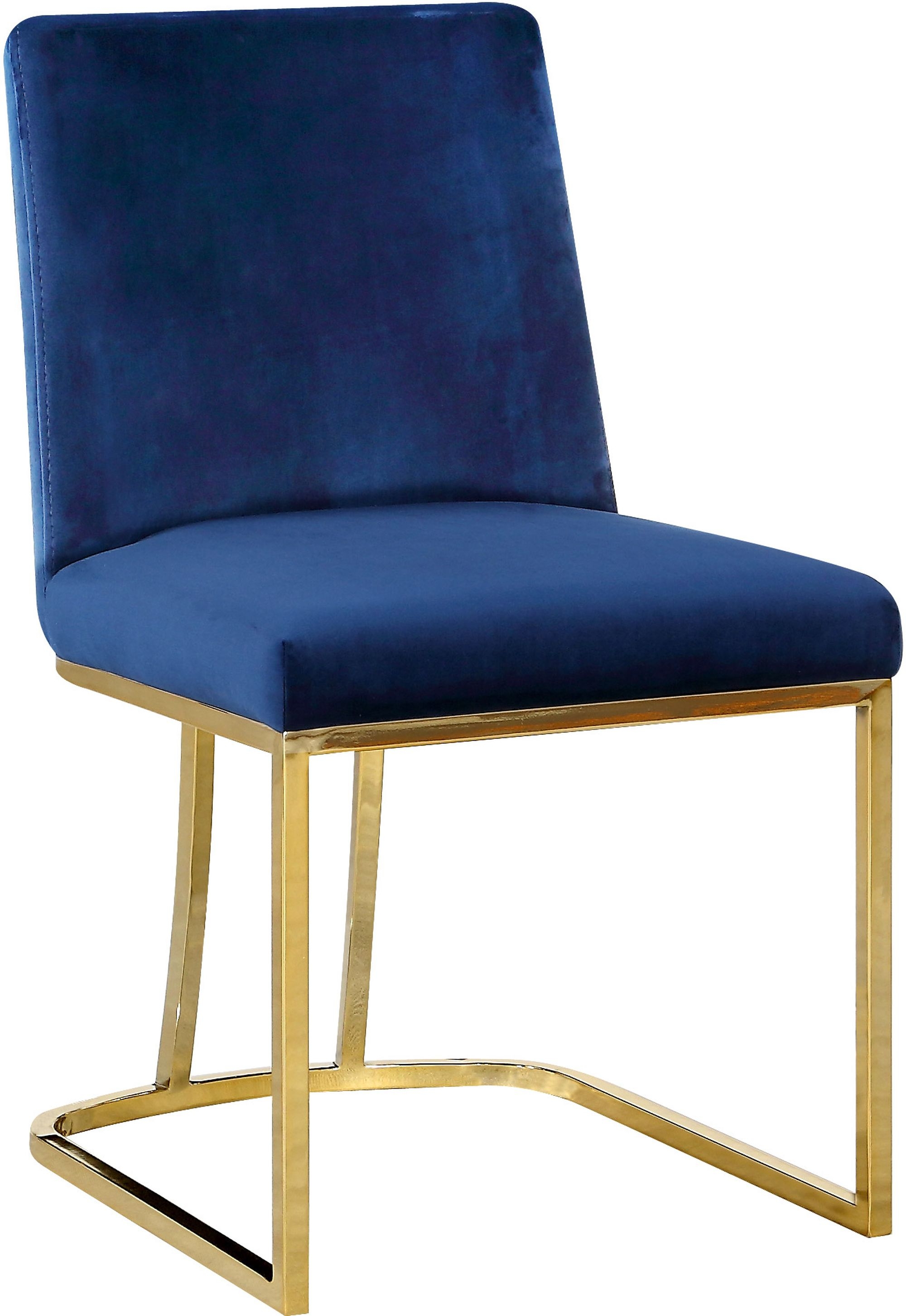 Heidi Velvet Dining Chair with Polished Metal Frame