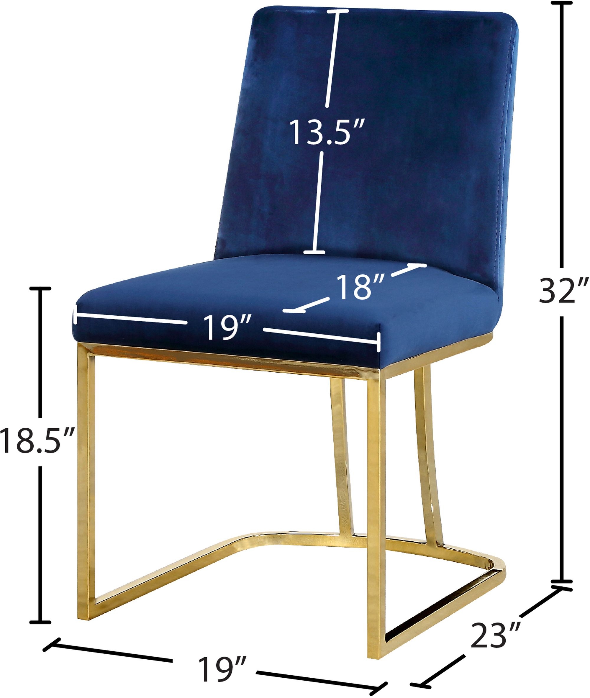 Heidi Velvet Dining Chair with Polished Metal Frame
