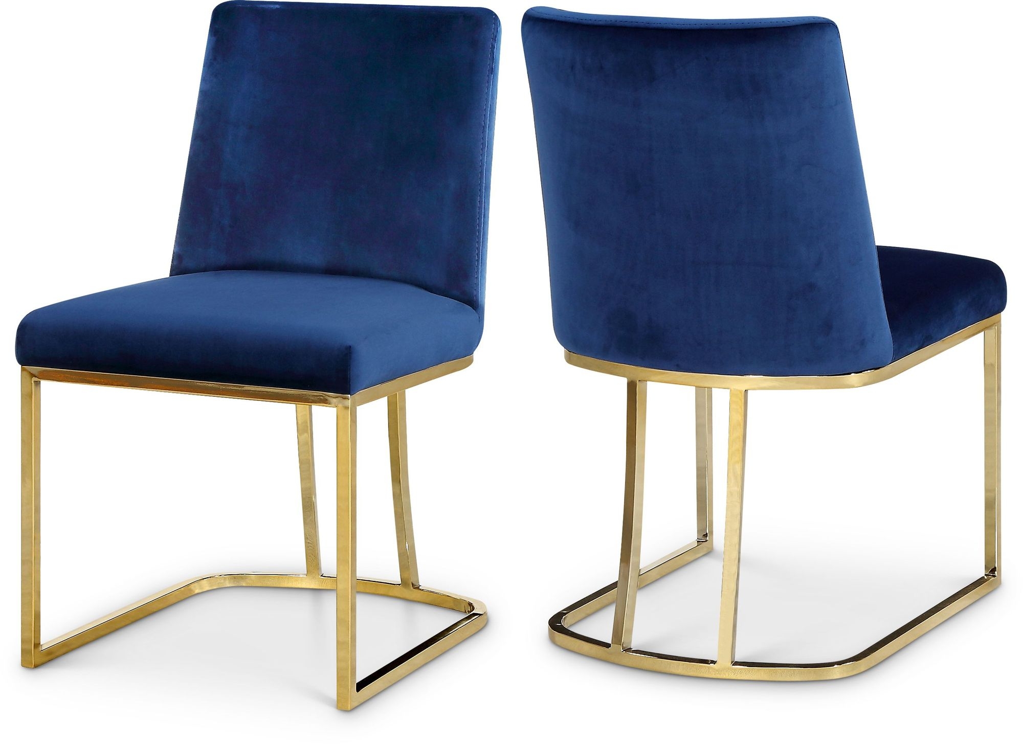 Heidi Velvet Dining Chair with Polished Metal Frame