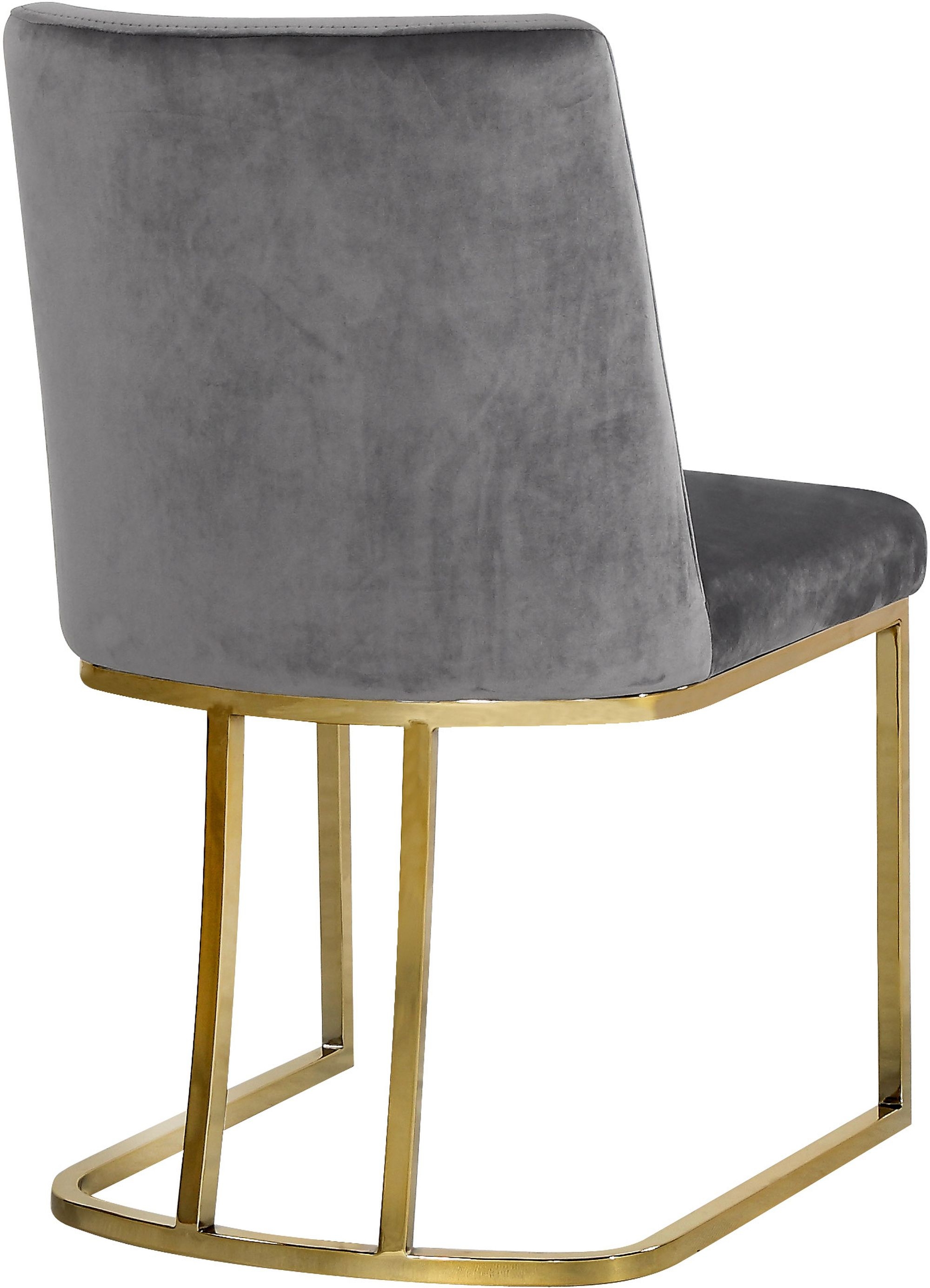 Heidi Velvet Dining Chair with Polished Metal Frame