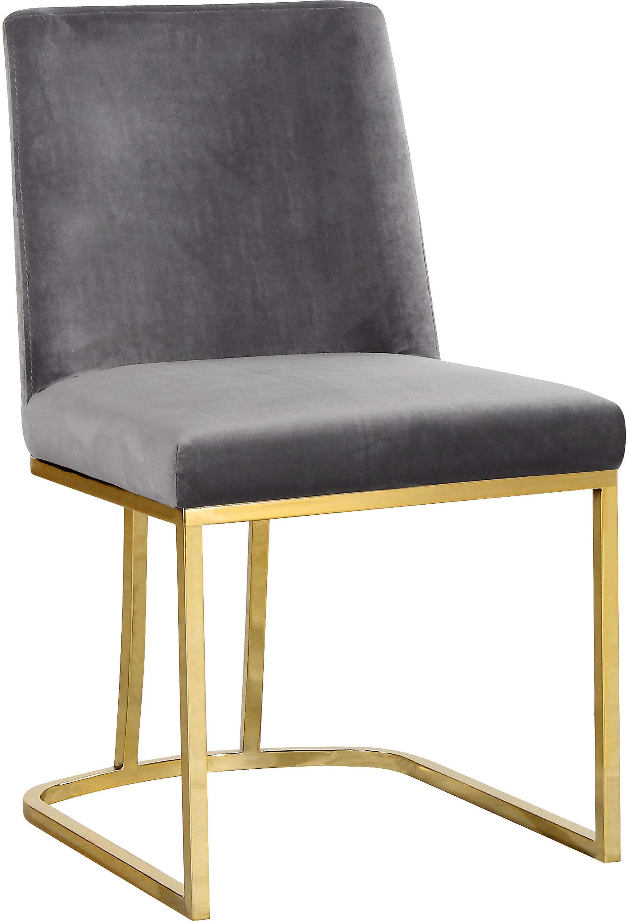 Heidi Velvet Dining Chair with Polished Metal Frame