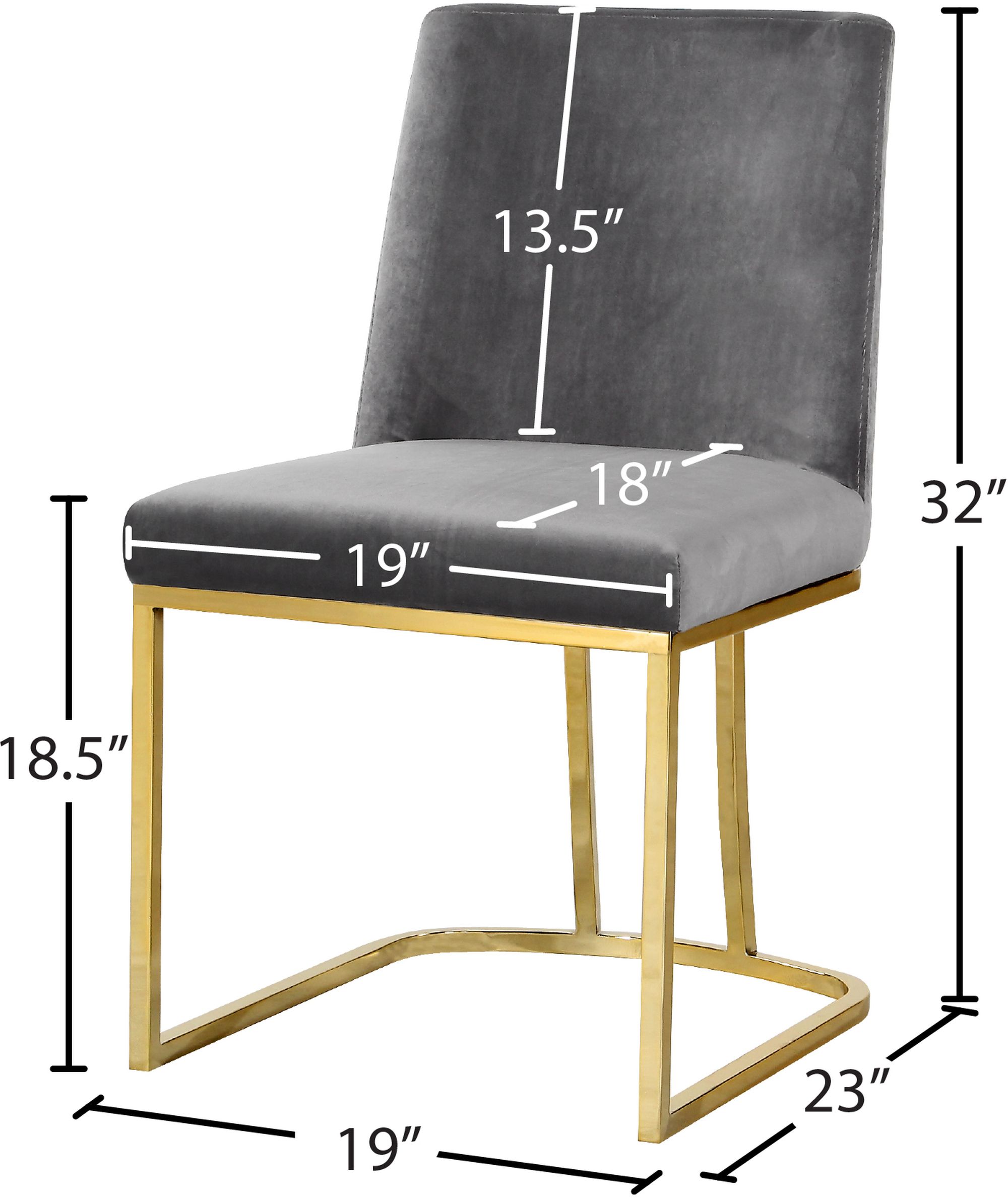 Heidi Velvet Dining Chair with Polished Gold Metal Frame