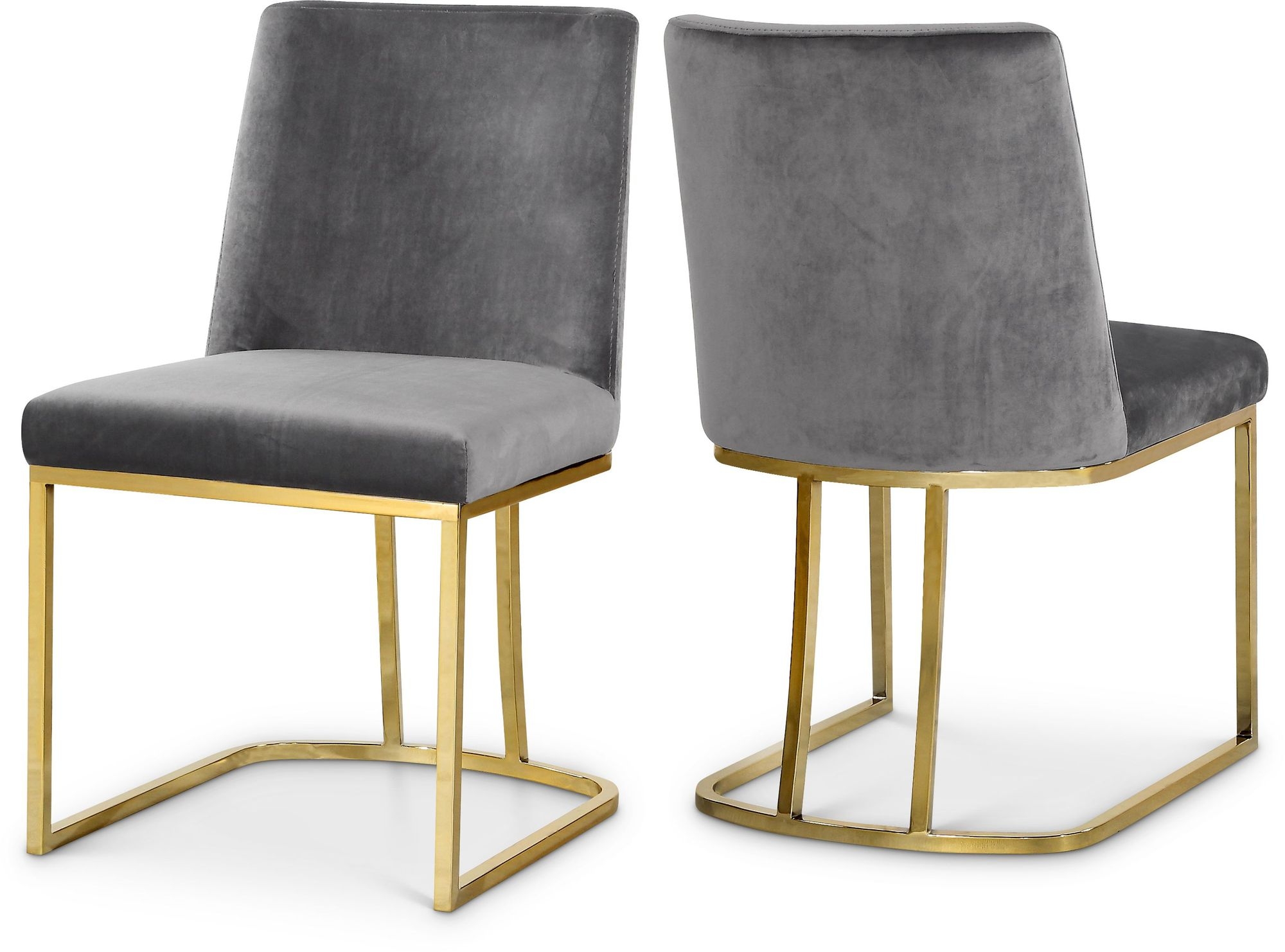 Heidi Velvet Dining Chair with Polished Metal Frame