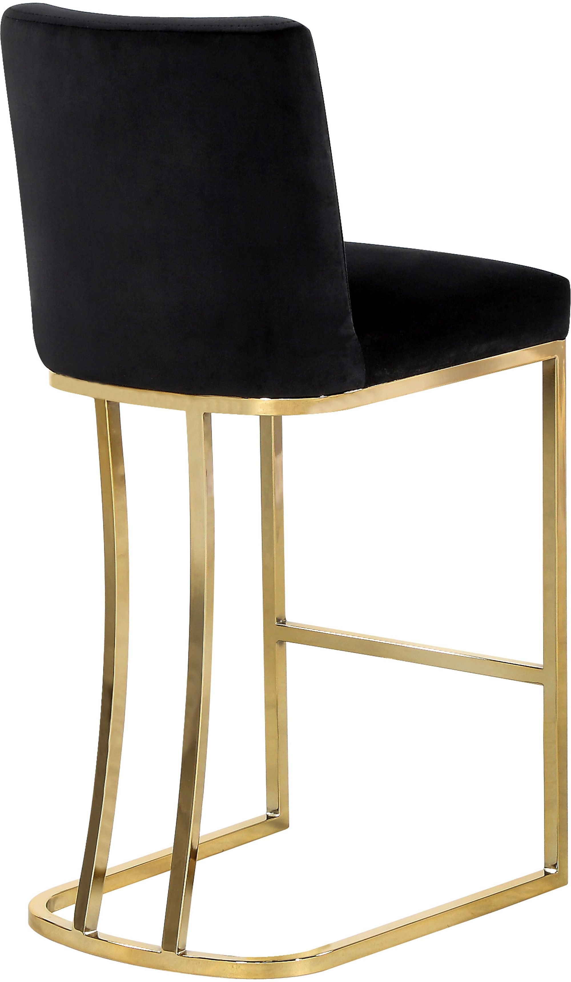 Heidi Velvet Counter Stool with Polished Metal Frame