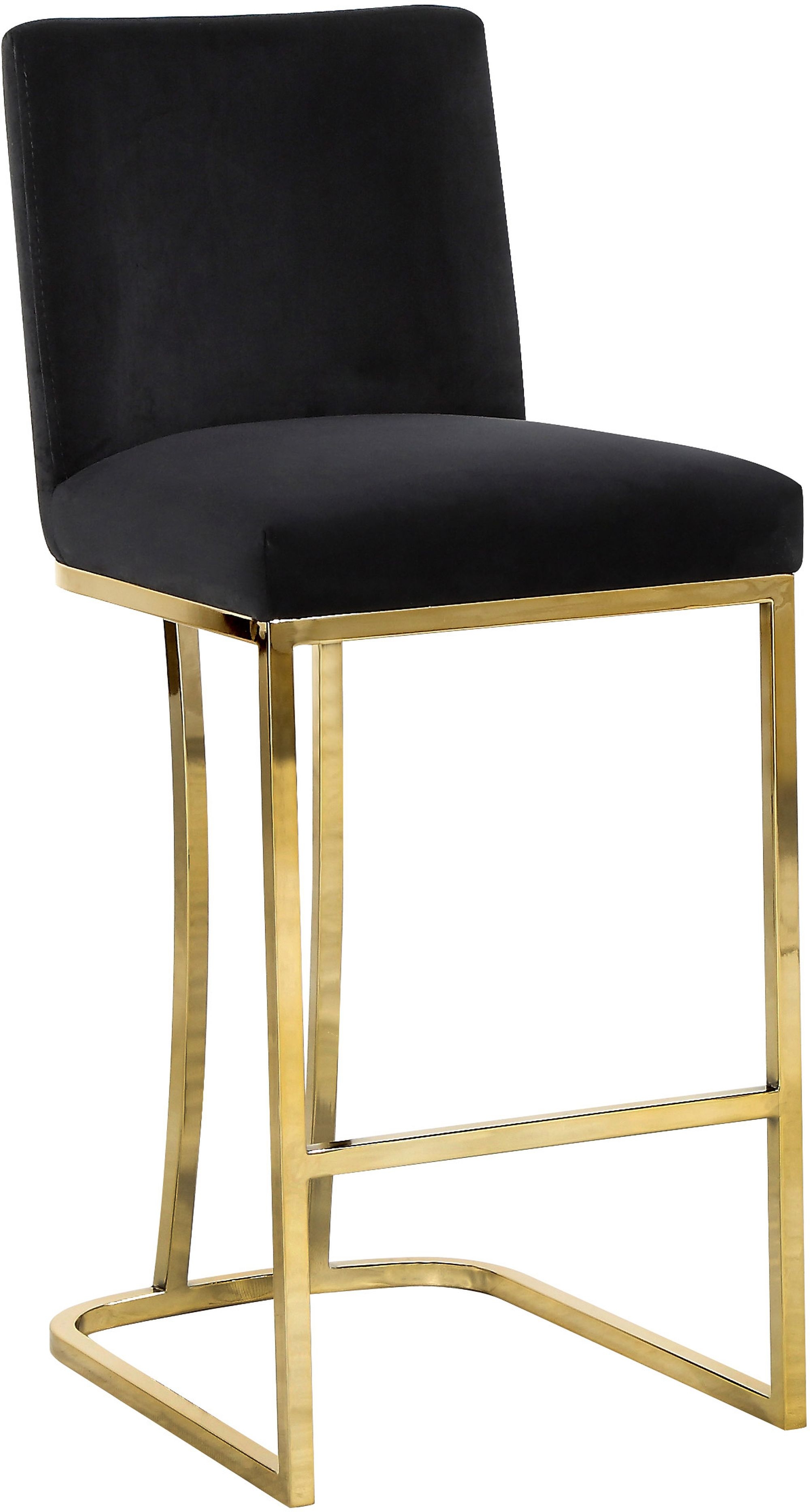 Heidi Velvet Counter Stool with Polished Metal Frame