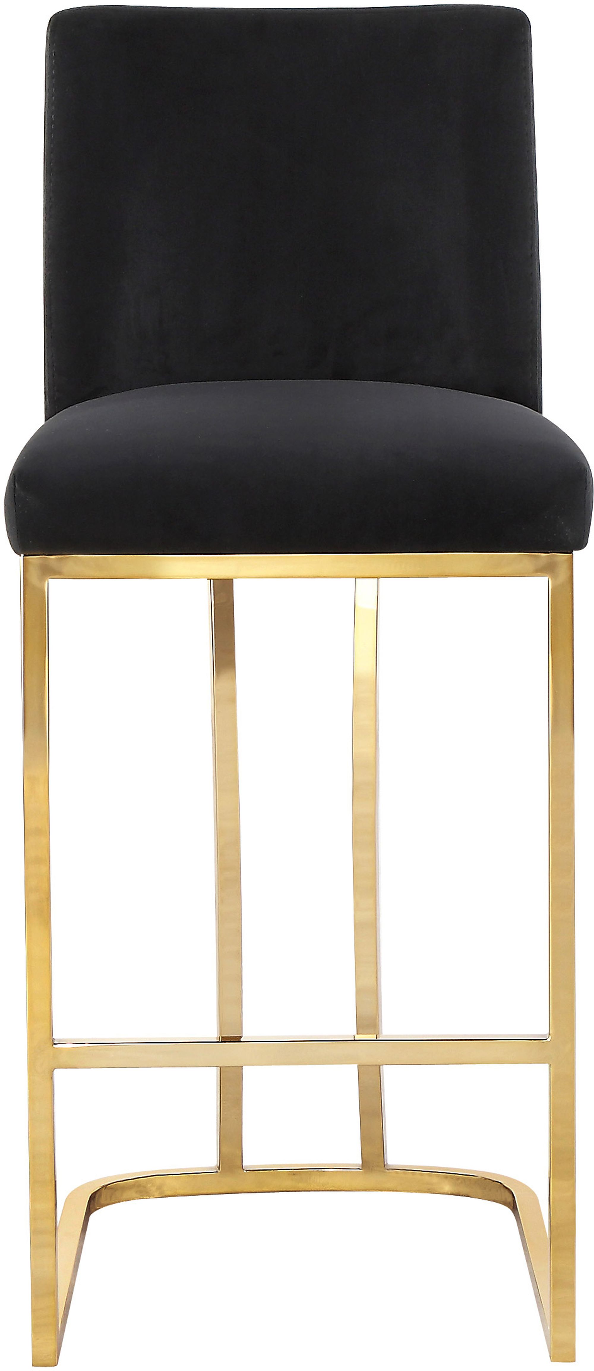 Heidi Velvet Counter Stool with Polished Gold Metal Frame