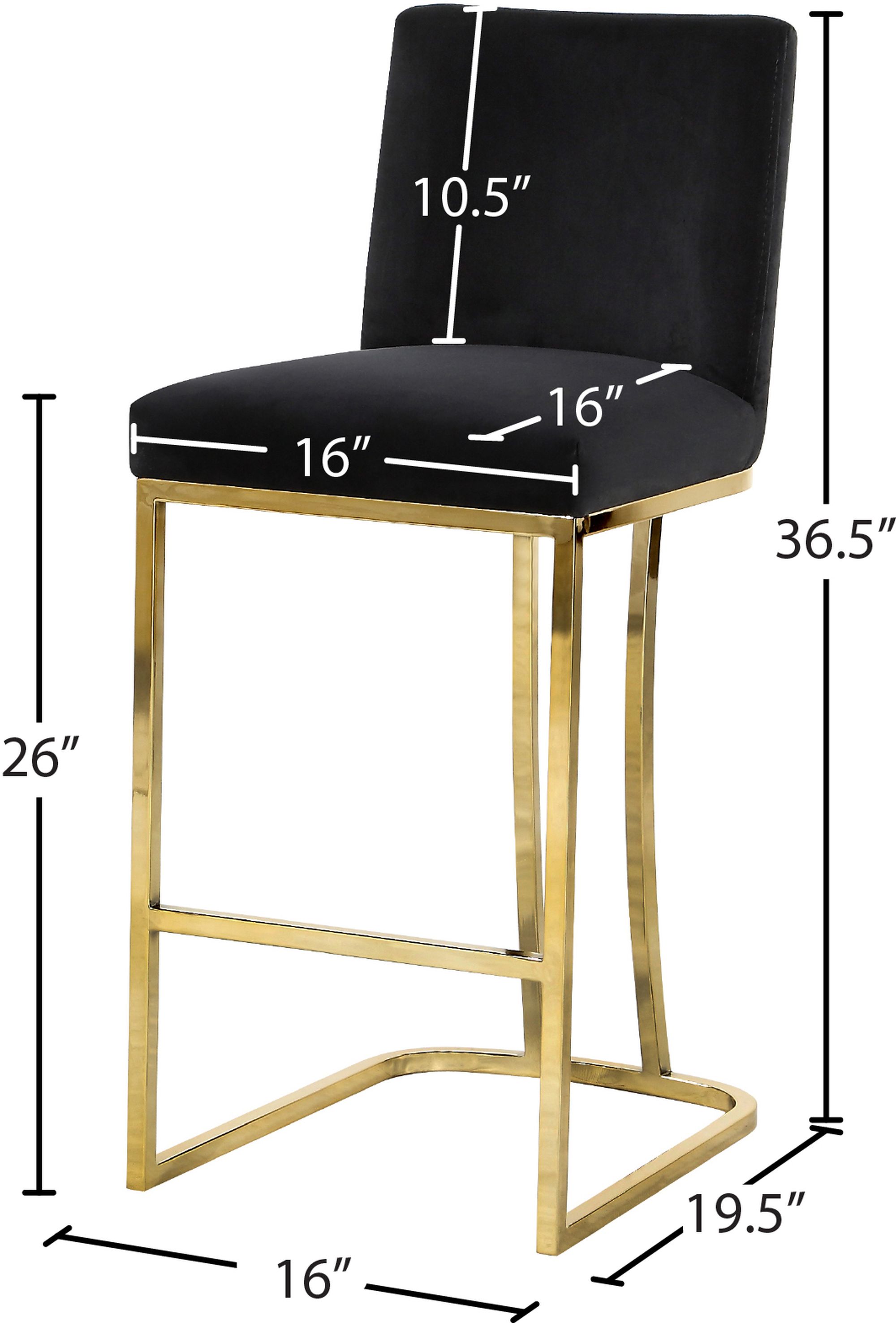 Heidi Velvet Counter Stool with Polished Gold Metal Frame