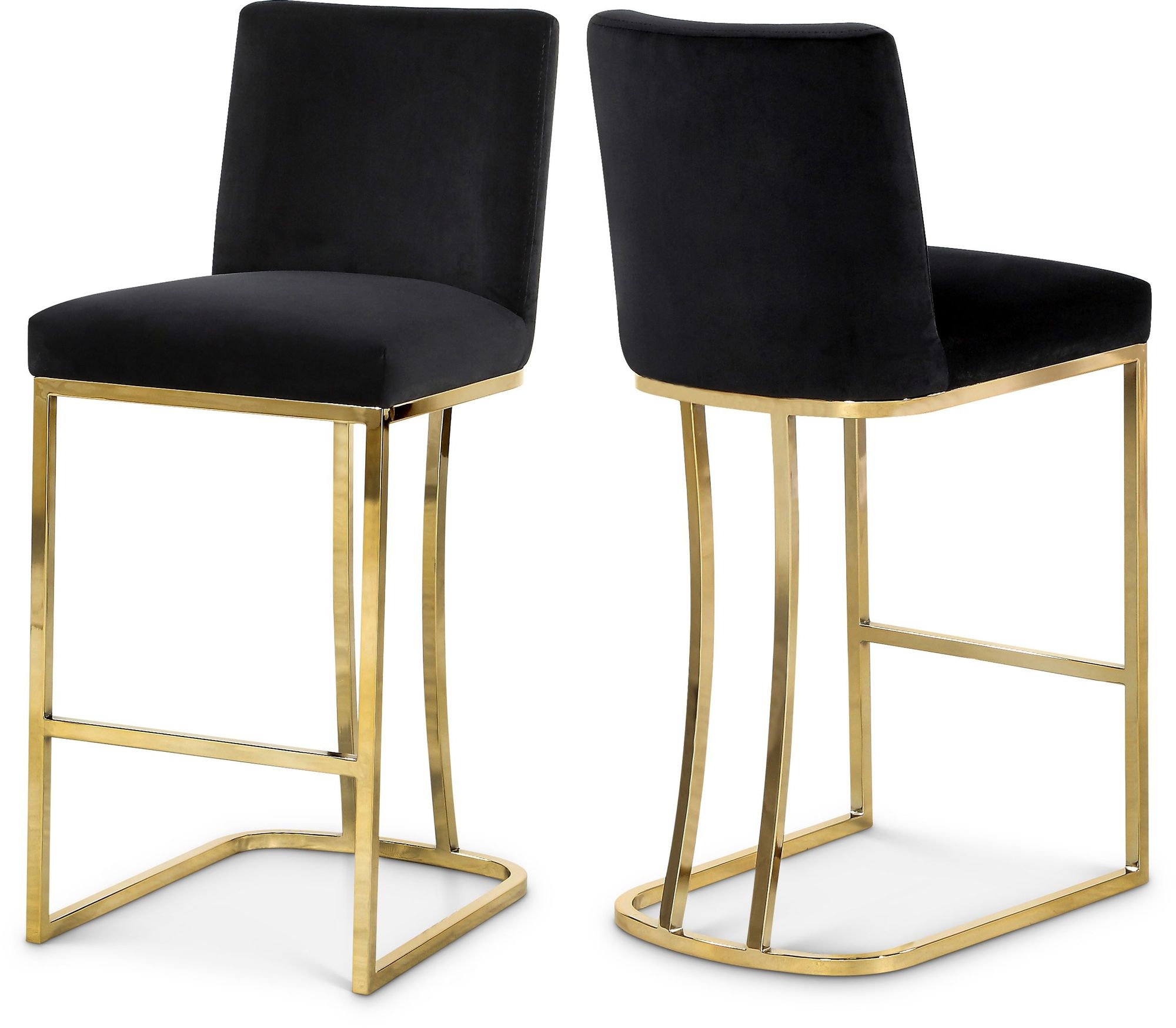 Heidi Velvet Counter Stool with Polished Metal Frame